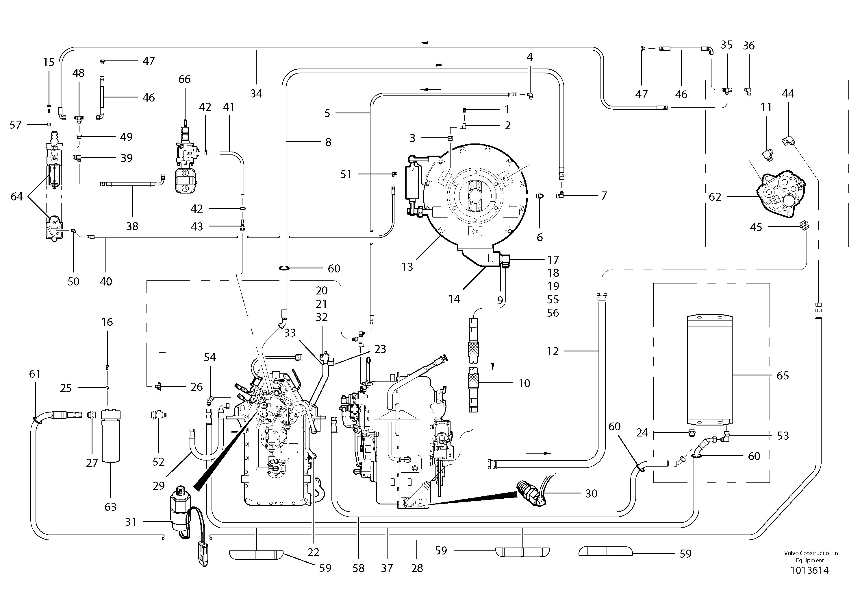 Схема запчастей Volvo G700B MODELS S/N 35000 - - 48099 Transmission hydraulic circuit 