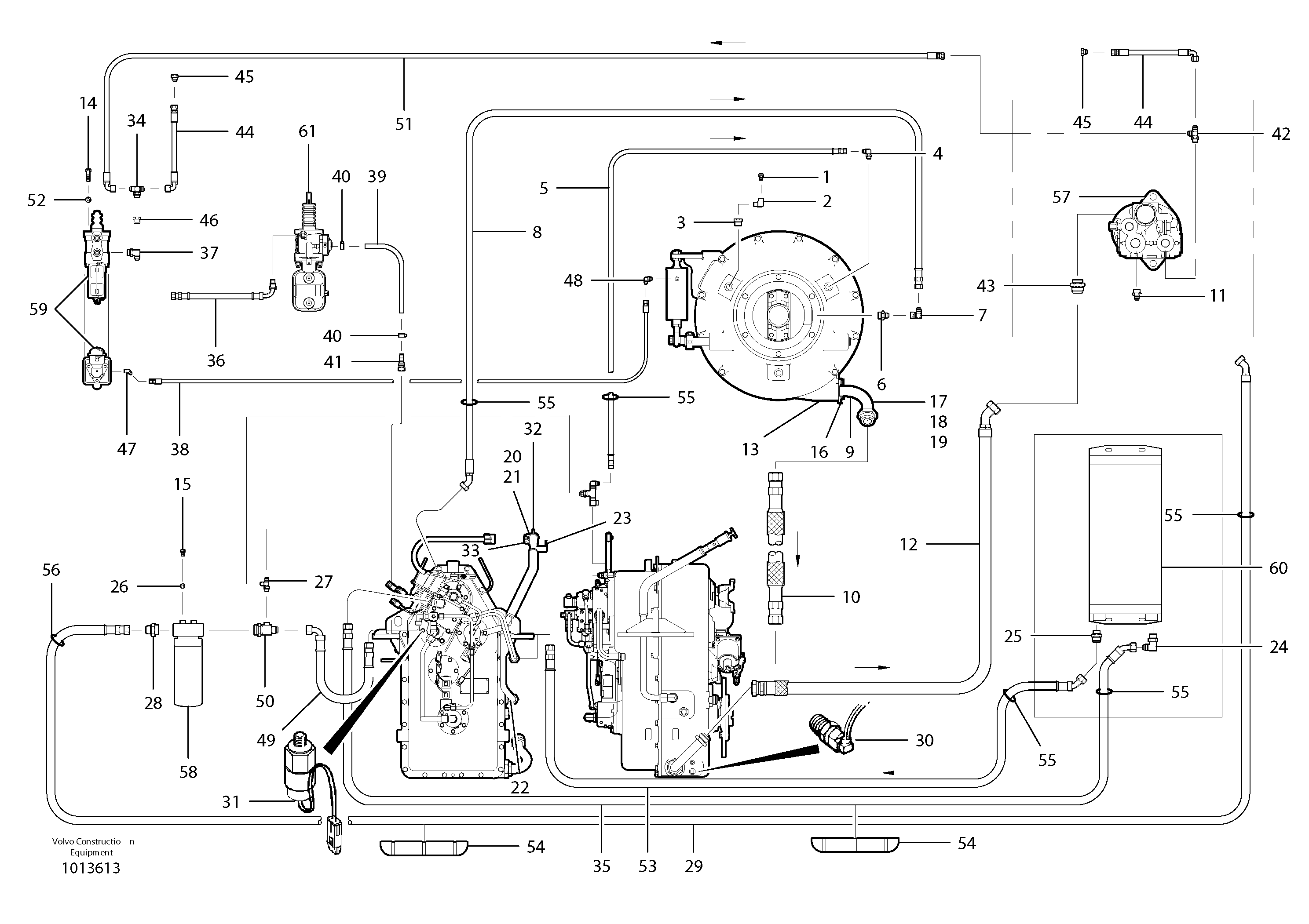 Схема запчастей Volvo G700B MODELS S/N 35000 - - 52391 Transmission hydraulic circuit 