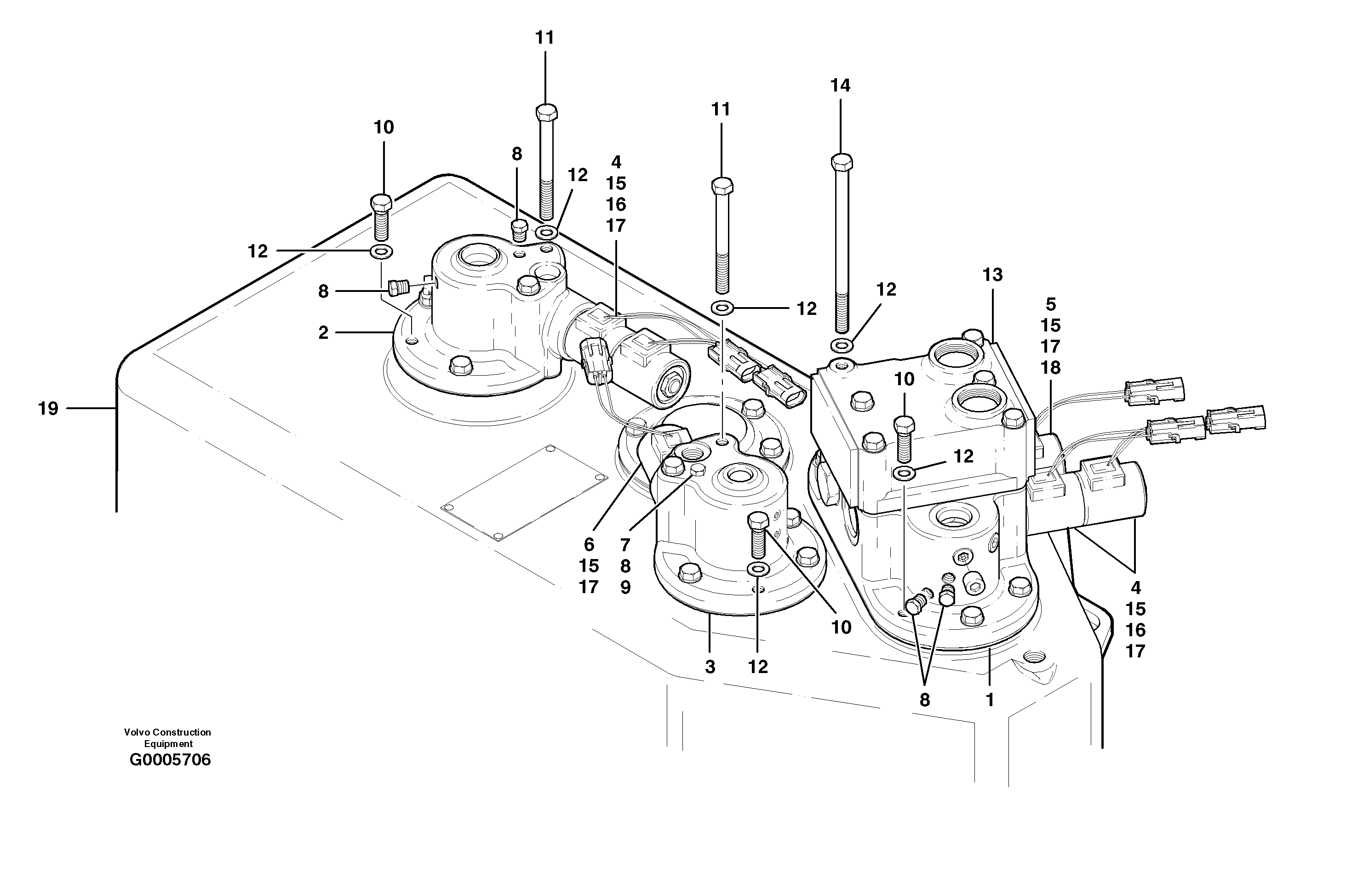 Схема запчастей Volvo G700B MODELS S/N 35000 - - 56915 Transmission control valves 