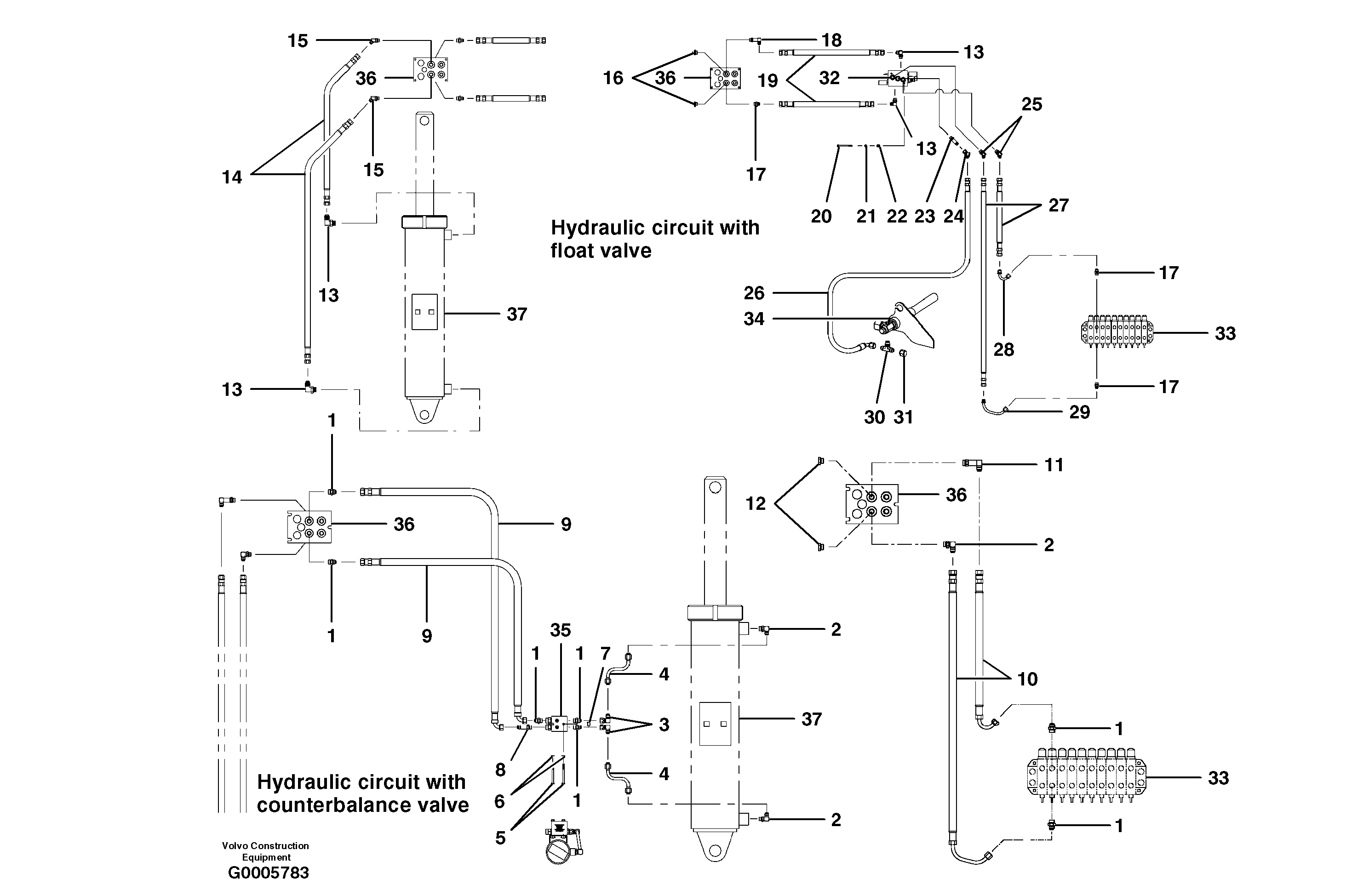 Схема запчастей Volvo G700B MODELS S/N 35000 - - 63293 Plow circuit 