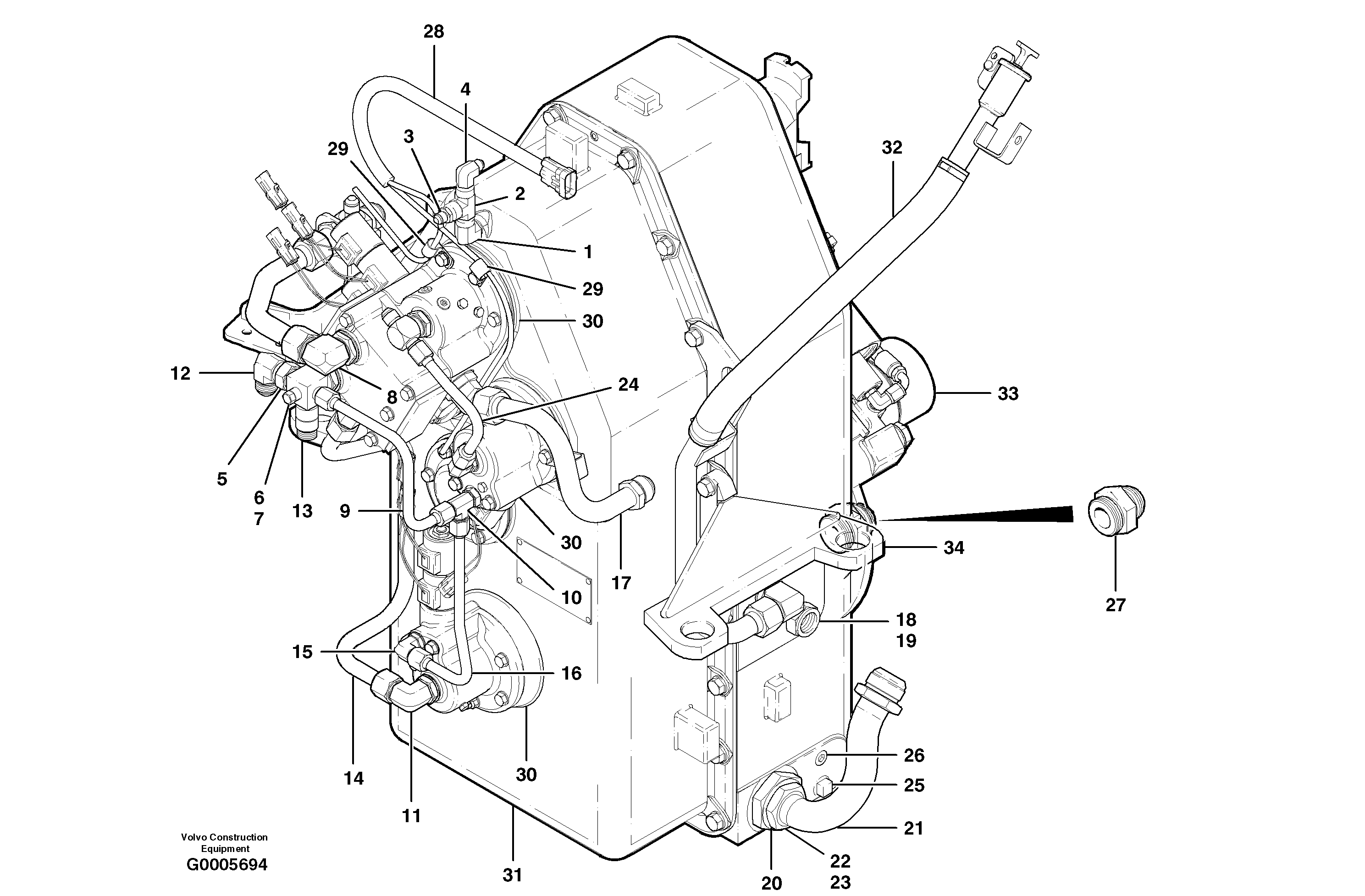 Схема запчастей Volvo G700B MODELS S/N 35000 - - 7847 Transmission case hydraulics 