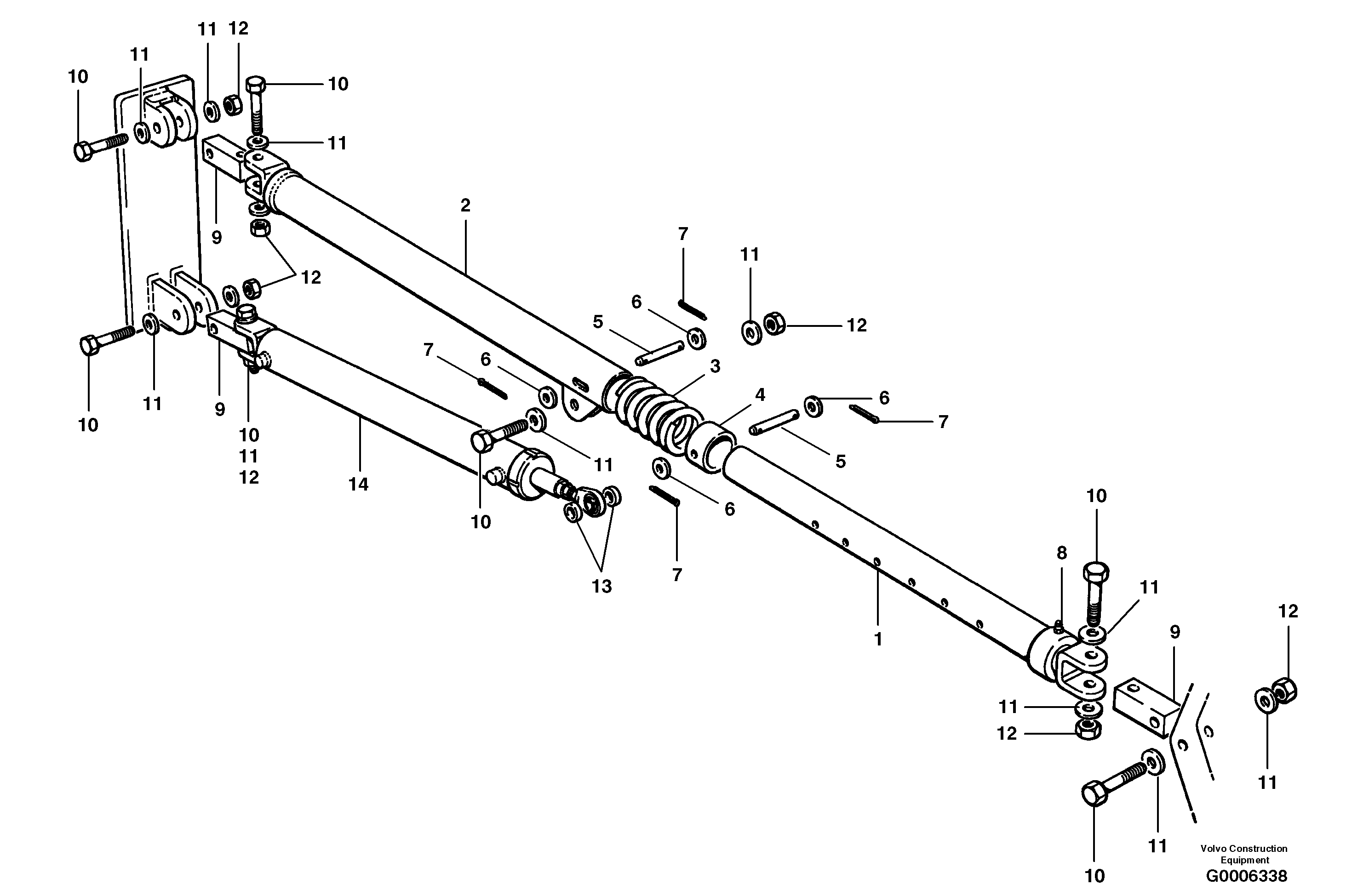 Схема запчастей Volvo G700B MODELS S/N 35000 - - 101539 Wing stand-off arm installation 