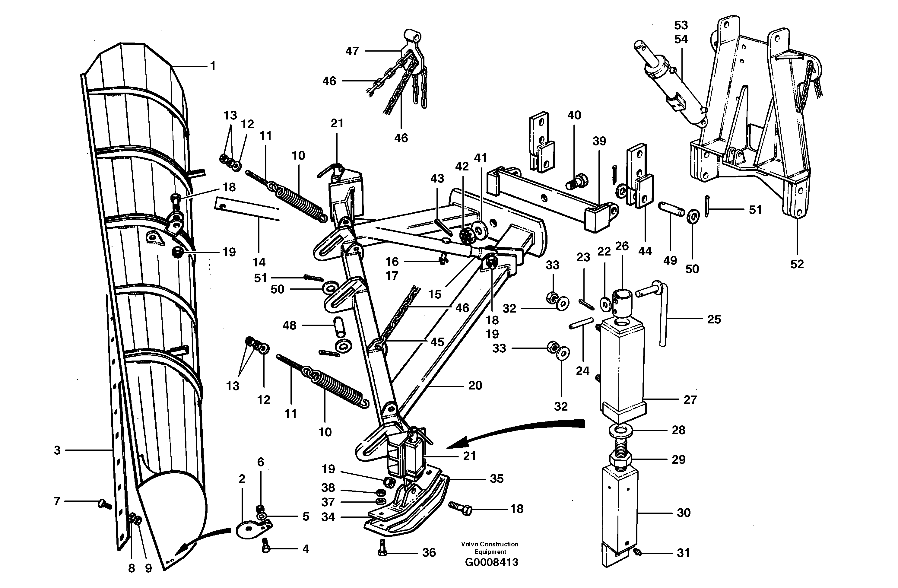 Схема запчастей Volvo G700B MODELS S/N 35000 - - 103984 One-way plow 