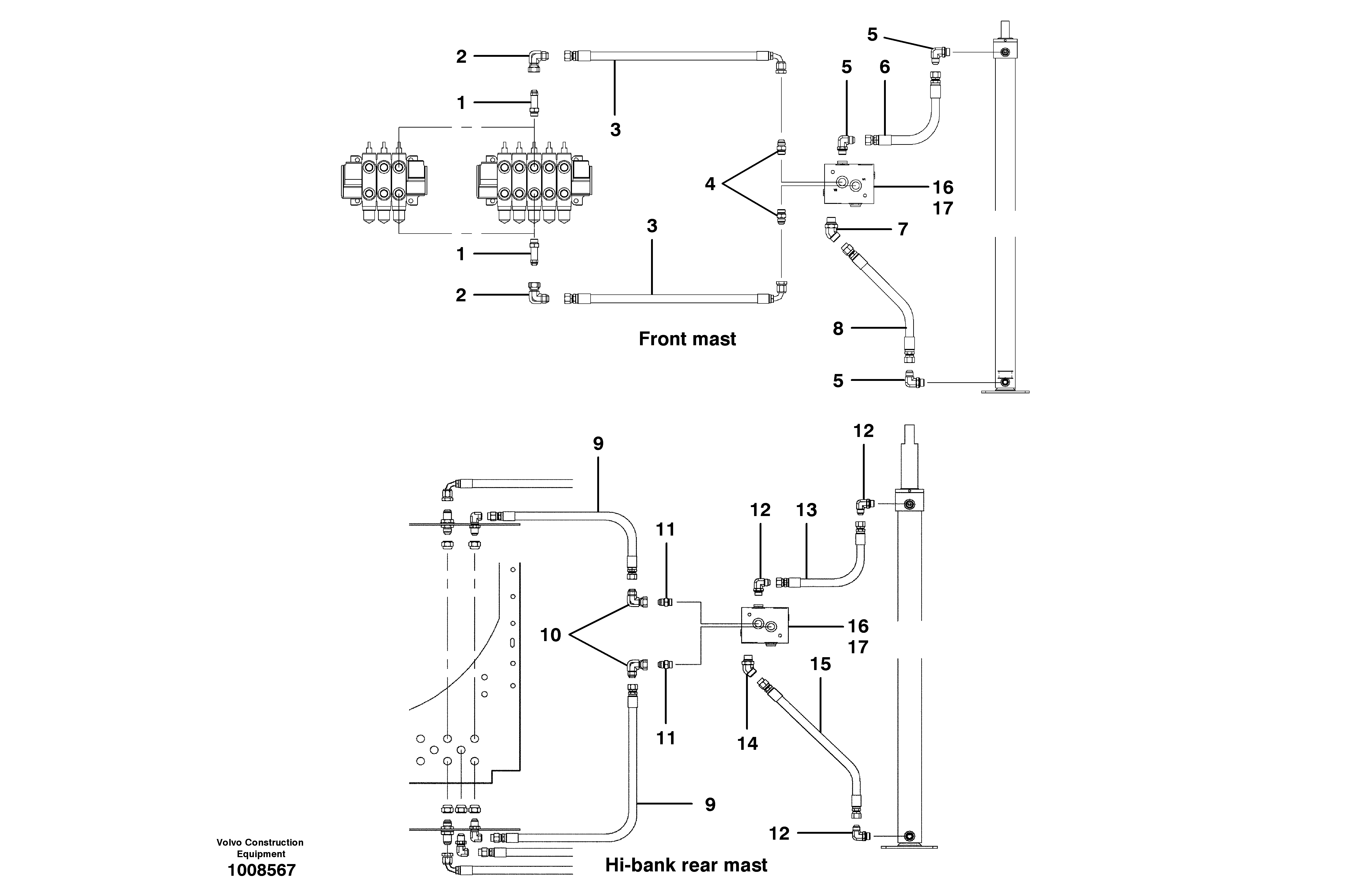 Схема запчастей Volvo G700B MODELS S/N 35000 - - 19614 Wing slide hydraulic circuit 