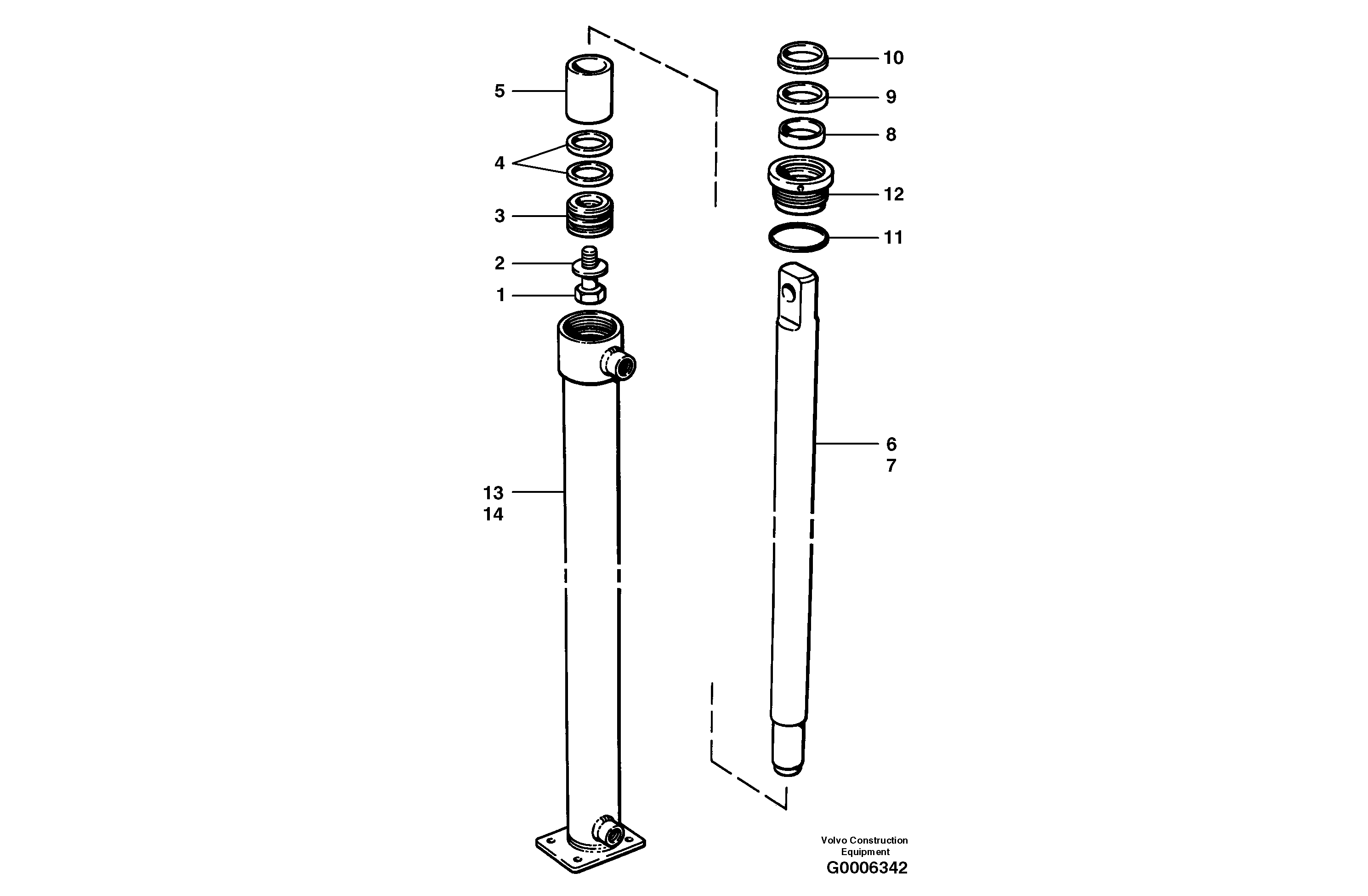 Схема запчастей Volvo G700B MODELS S/N 35000 - - 19615 Wing slide cylinder 