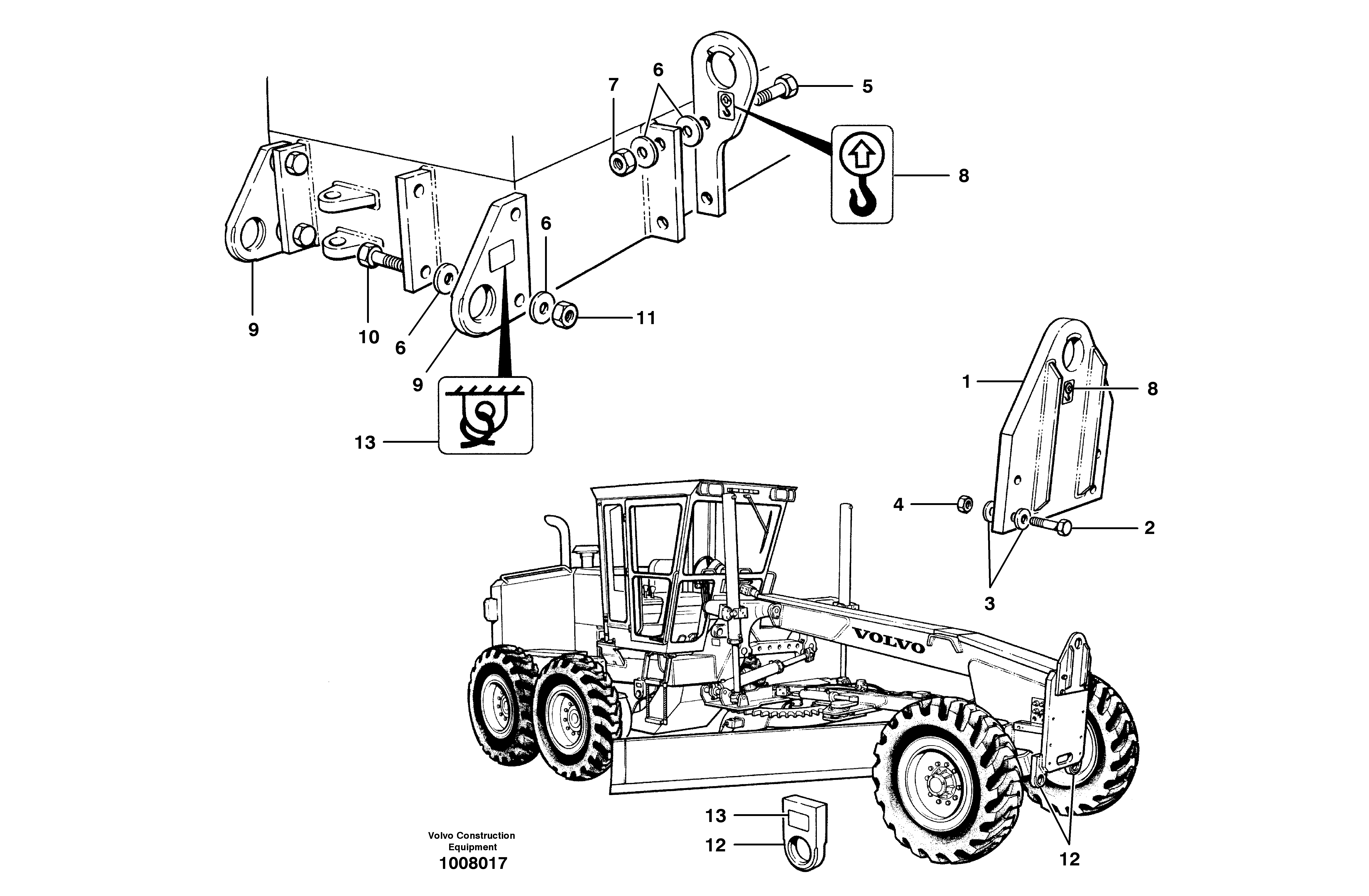 Схема запчастей Volvo G700B MODELS S/N 35000 - - 30906 Lifting and tie-down brackets 