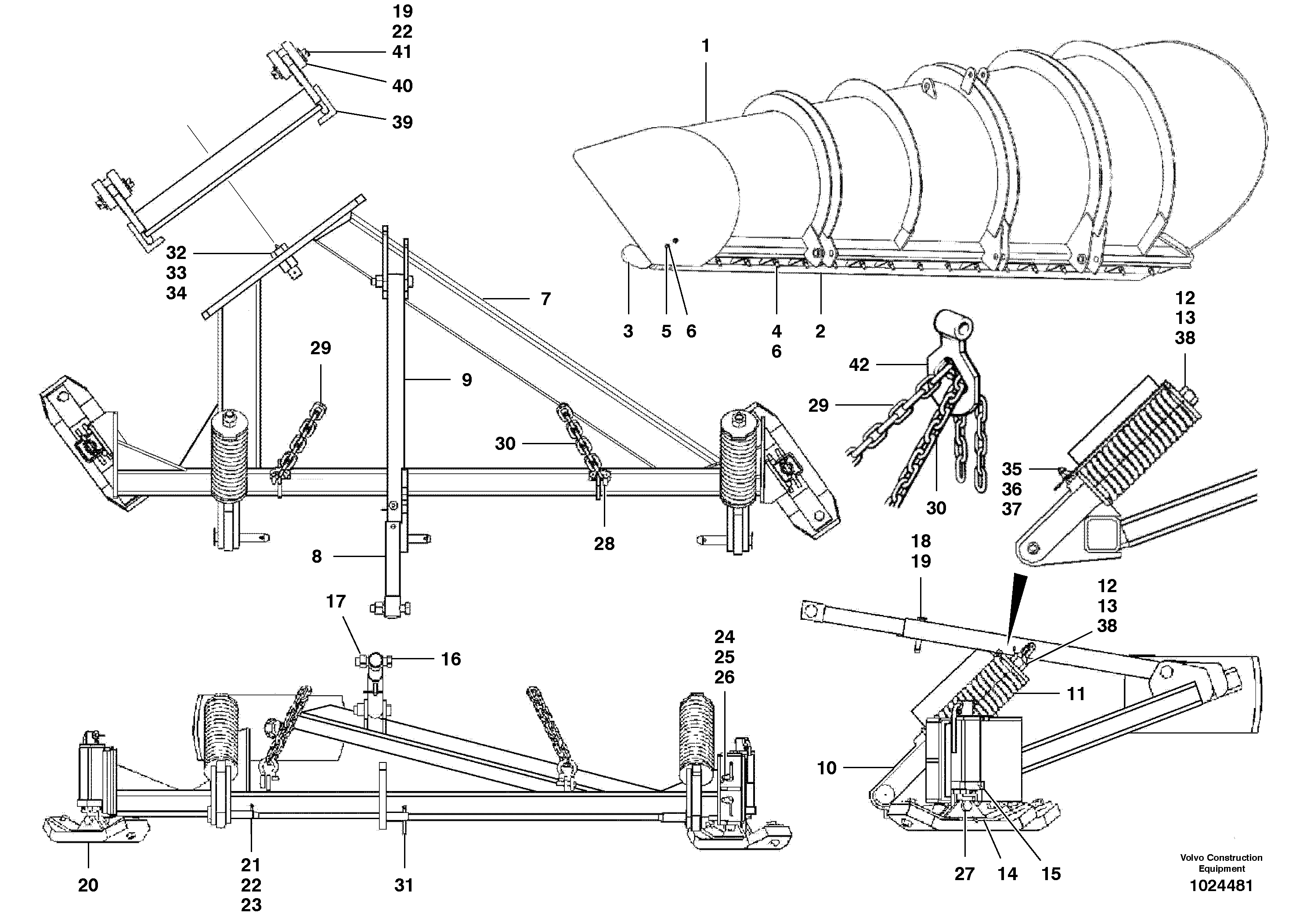 Схема запчастей Volvo G700B MODELS S/N 35000 - - 43366 One-way plow 