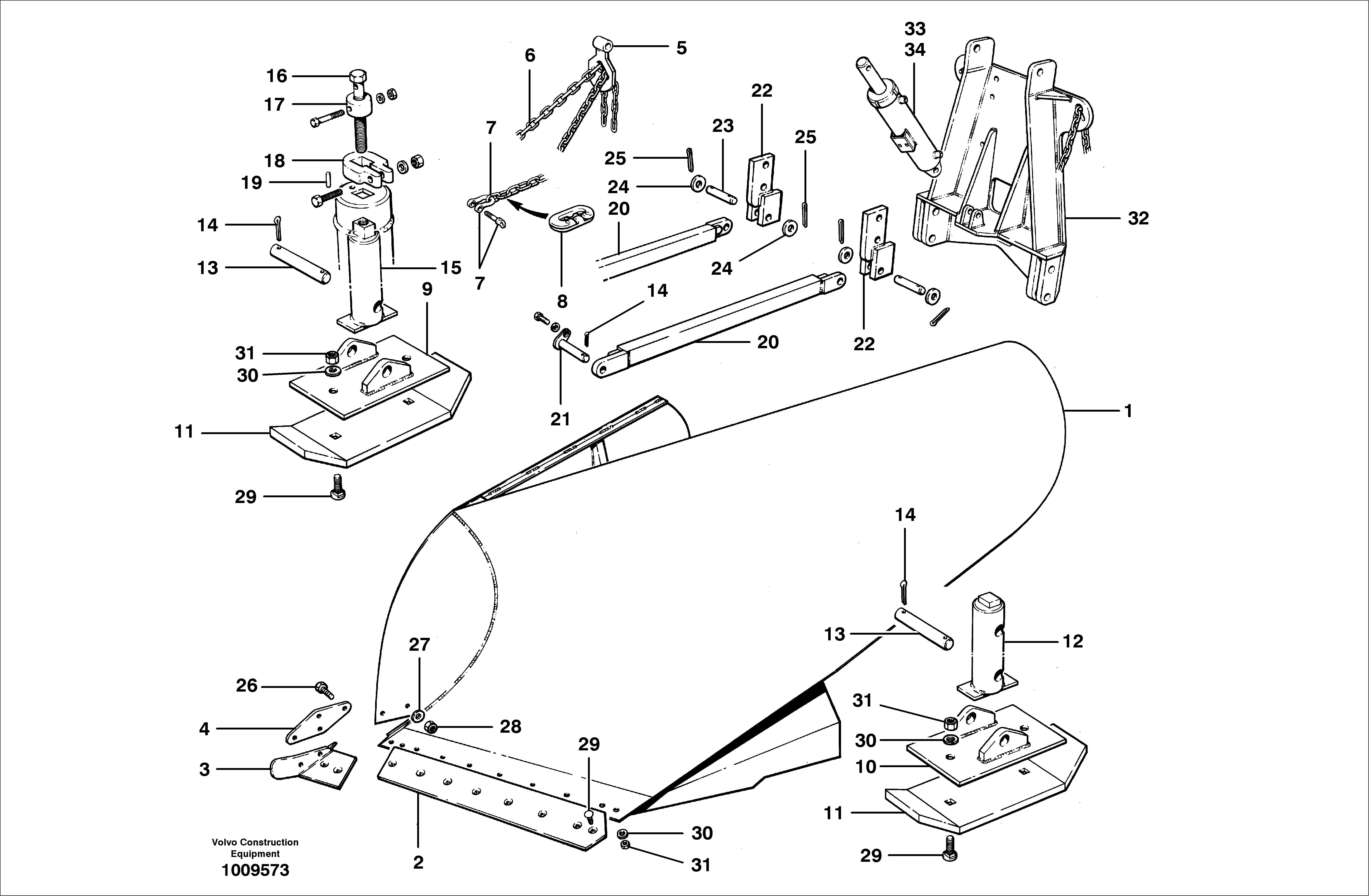 Схема запчастей Volvo G700B MODELS S/N 35000 - - 48439 Chain lift v-plow 