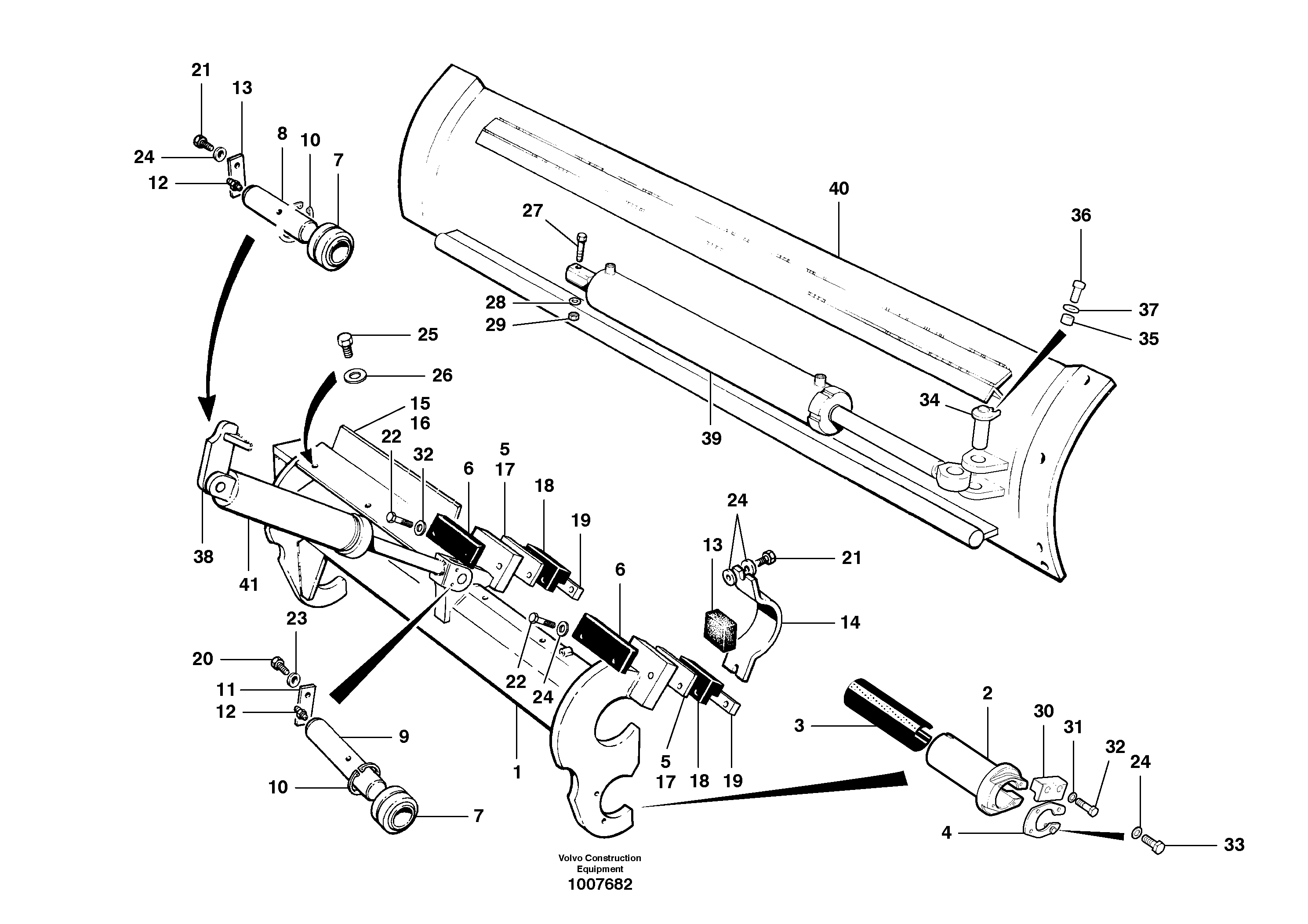 Схема запчастей Volvo G700B MODELS S/N 35000 - - 101540 Moldboard installation 