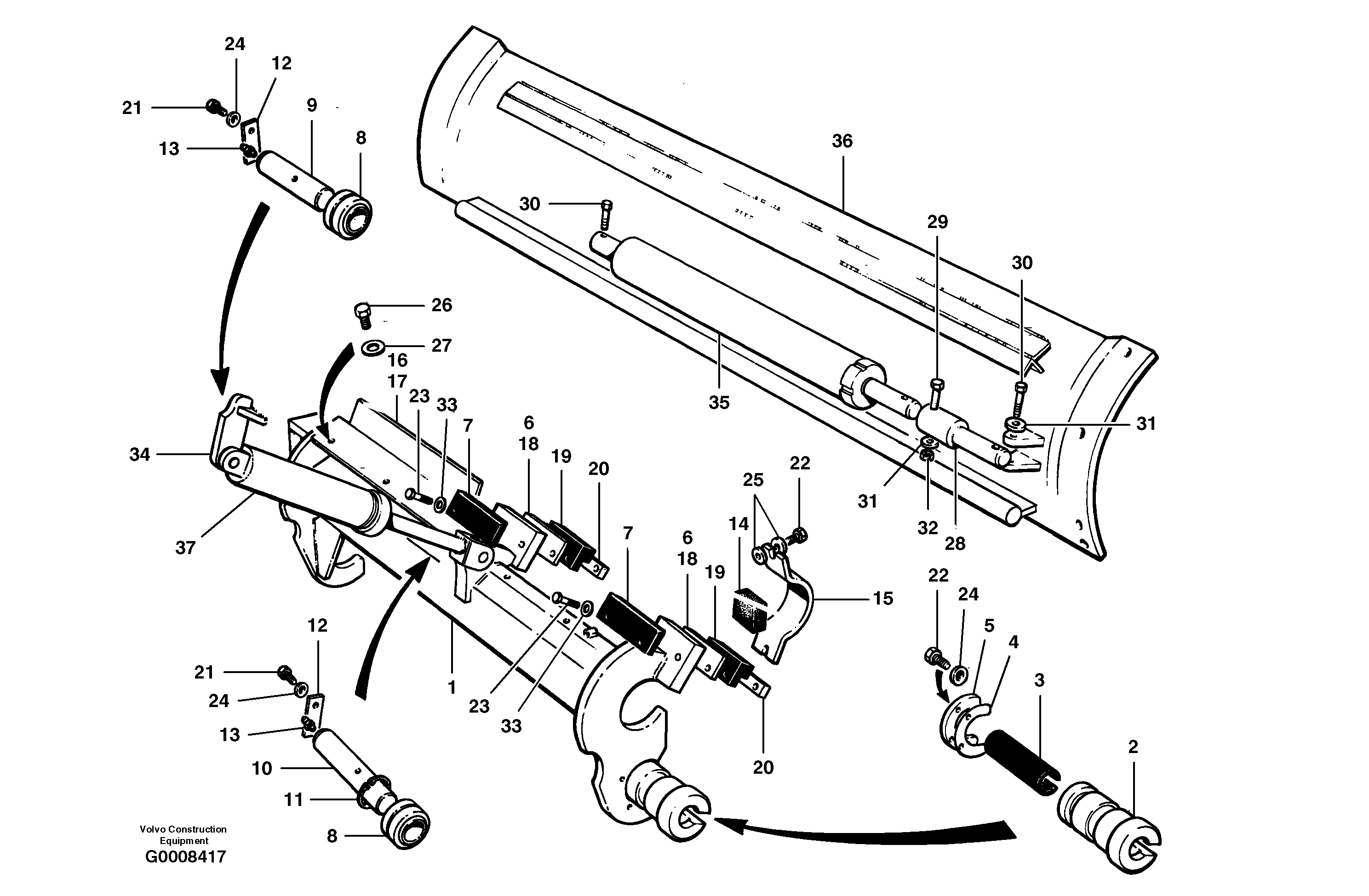 Схема запчастей Volvo G700B MODELS S/N 35000 - - 101548 Moldboard installation 