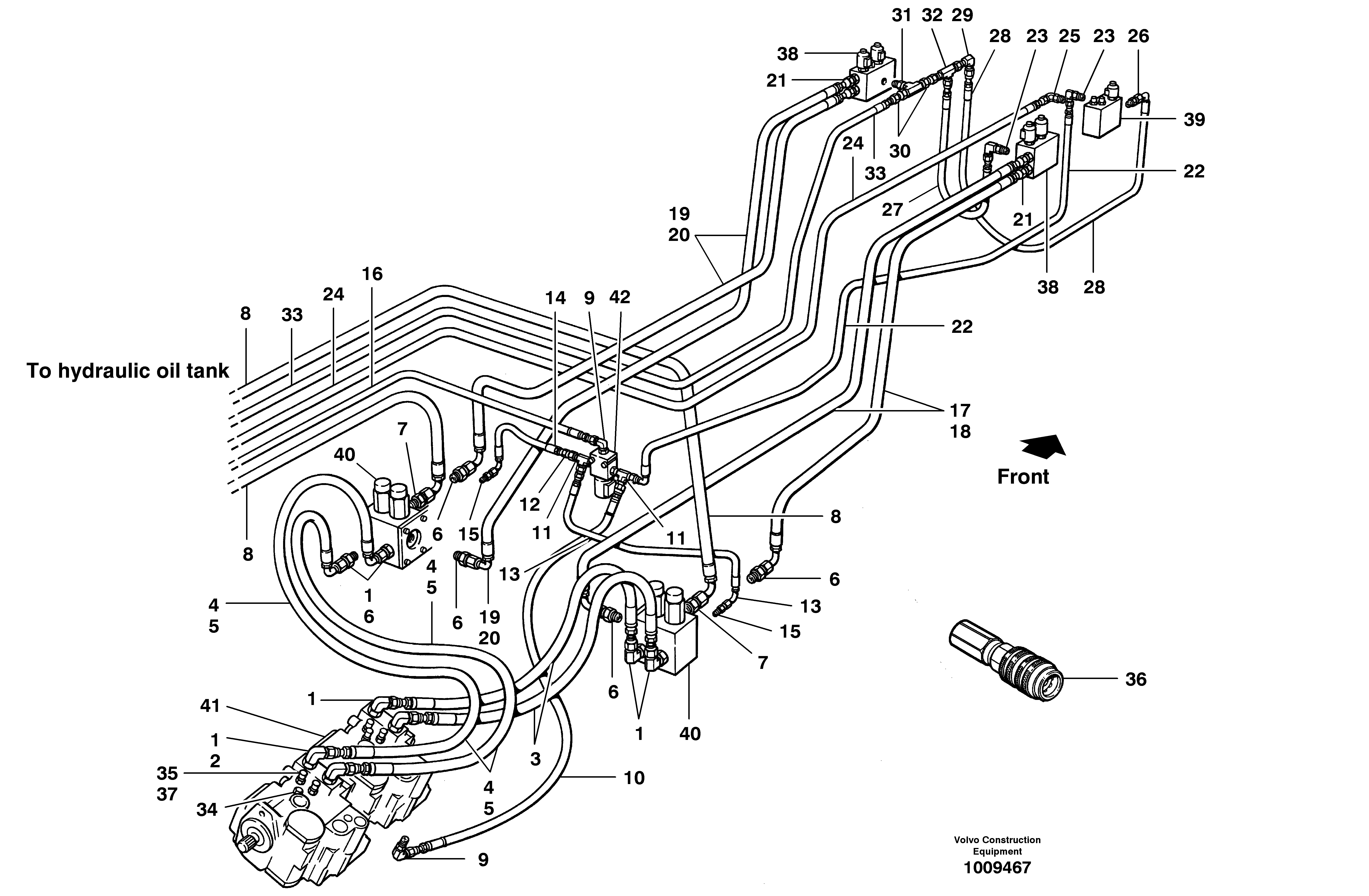 Схема запчастей Volvo G700B MODELS S/N 35000 - - 37312 Hydraulic circuit - free wheeling 