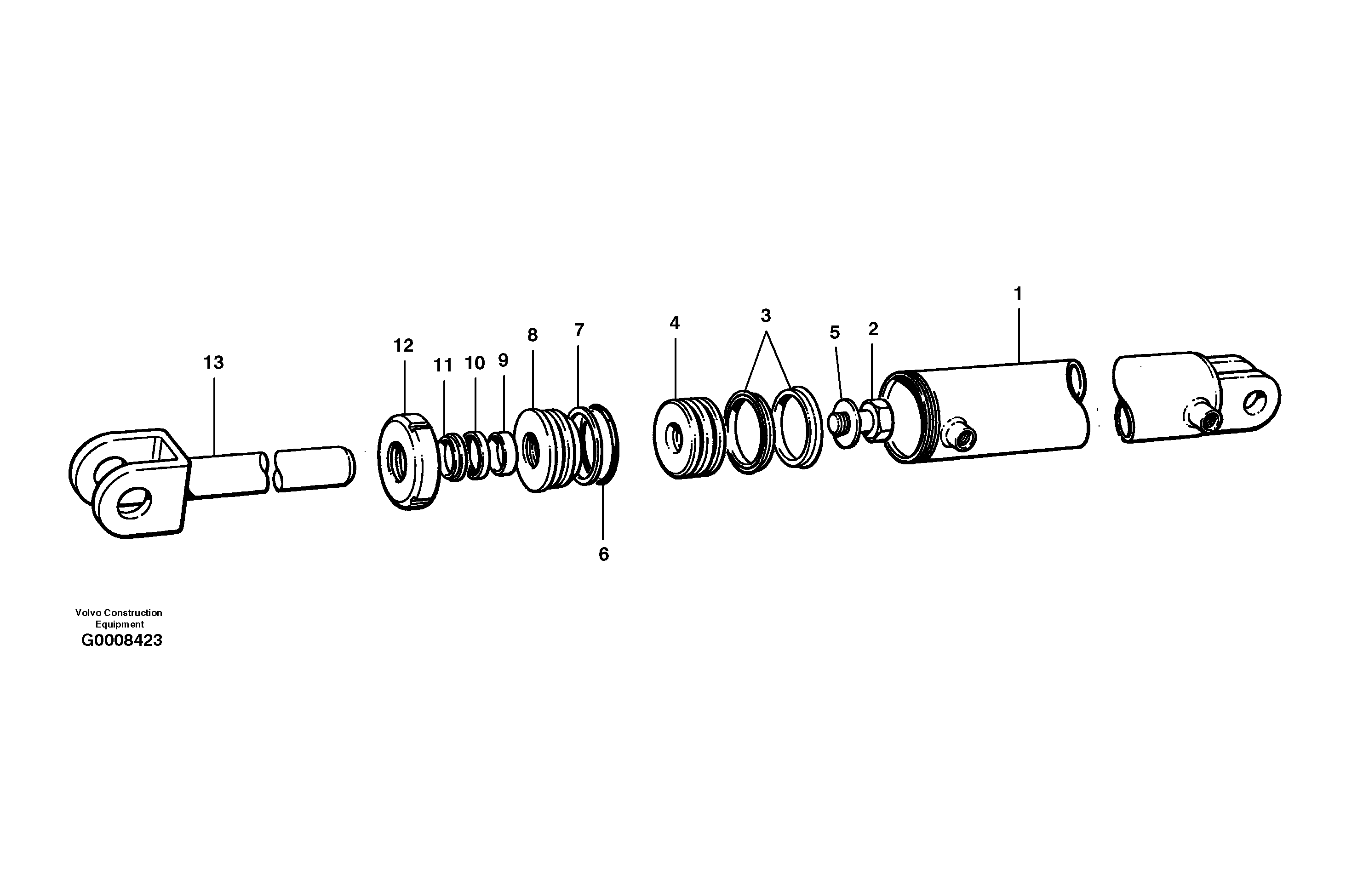 Схема запчастей Volvo G700B MODELS S/N 35000 - - 43806 Blade tilt cylinder 