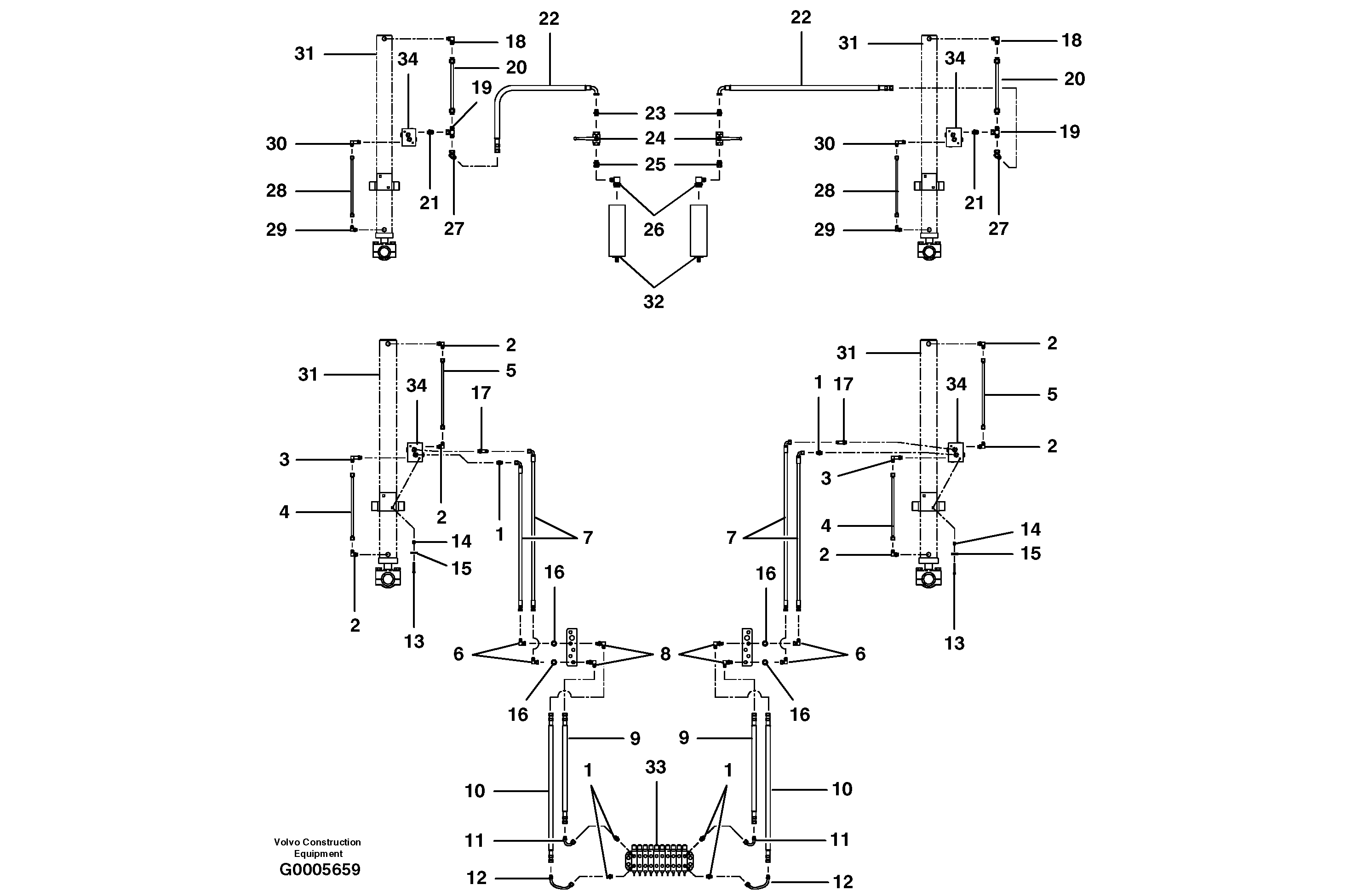 Схема запчастей Volvo G700B MODELS S/N 35000 - - 29862 Blade lift cicruit - counterbalance valve 