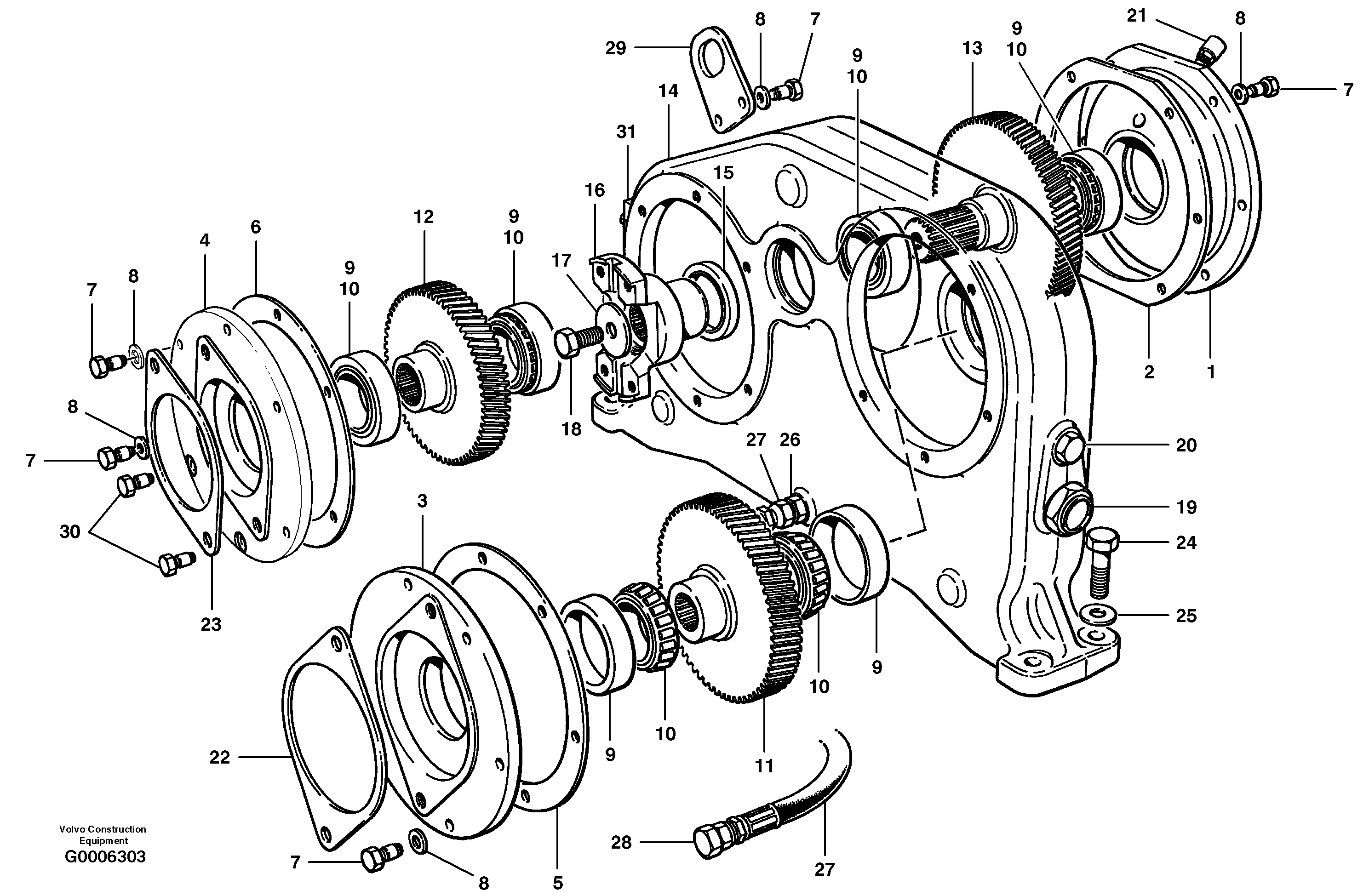 Схема запчастей Volvo G700B MODELS S/N 35000 - - 66350 Pump gearbox - AWD 