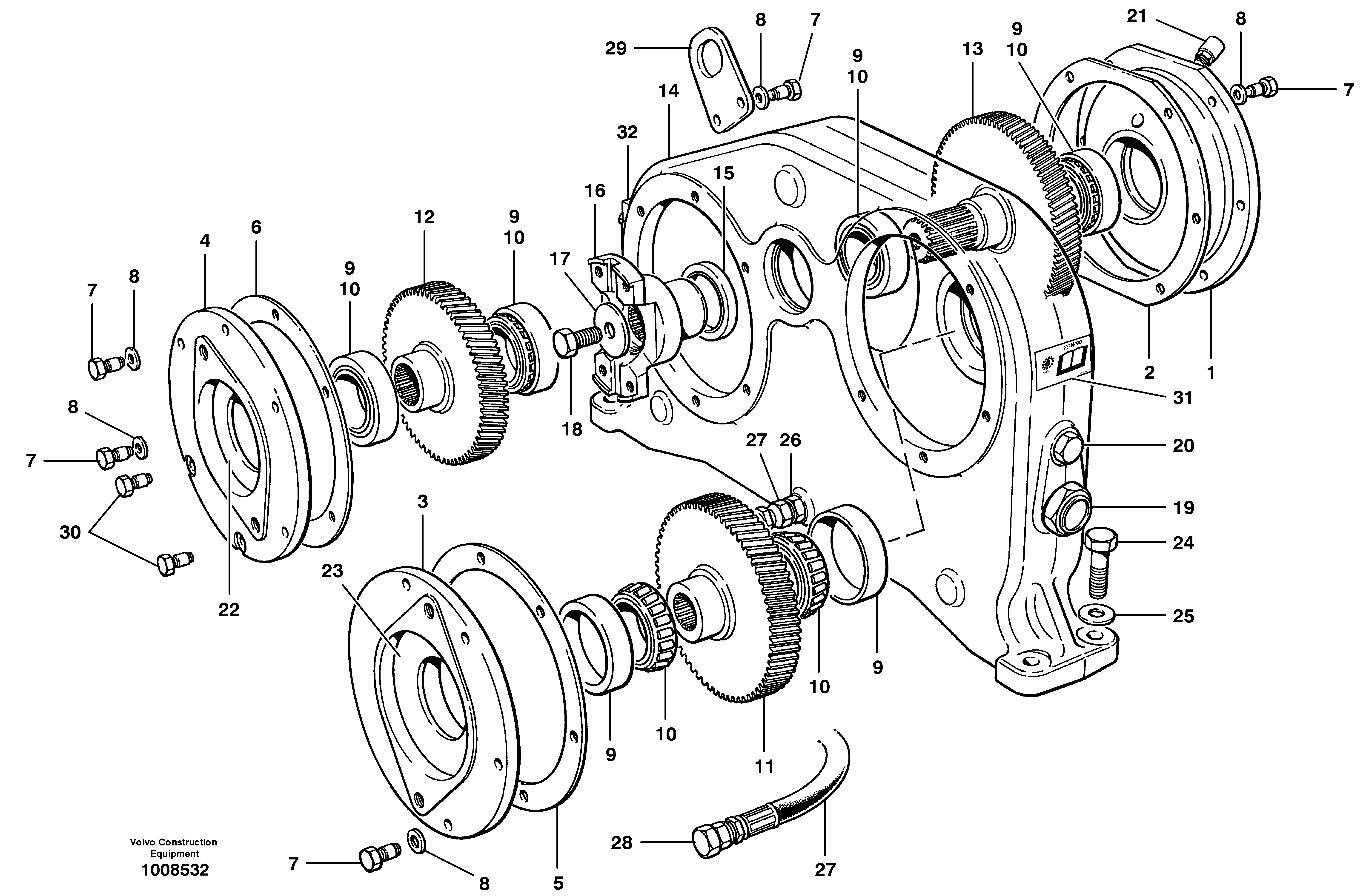 Схема запчастей Volvo G700B MODELS S/N 35000 - - 66353 Pump gearbox - AWD 