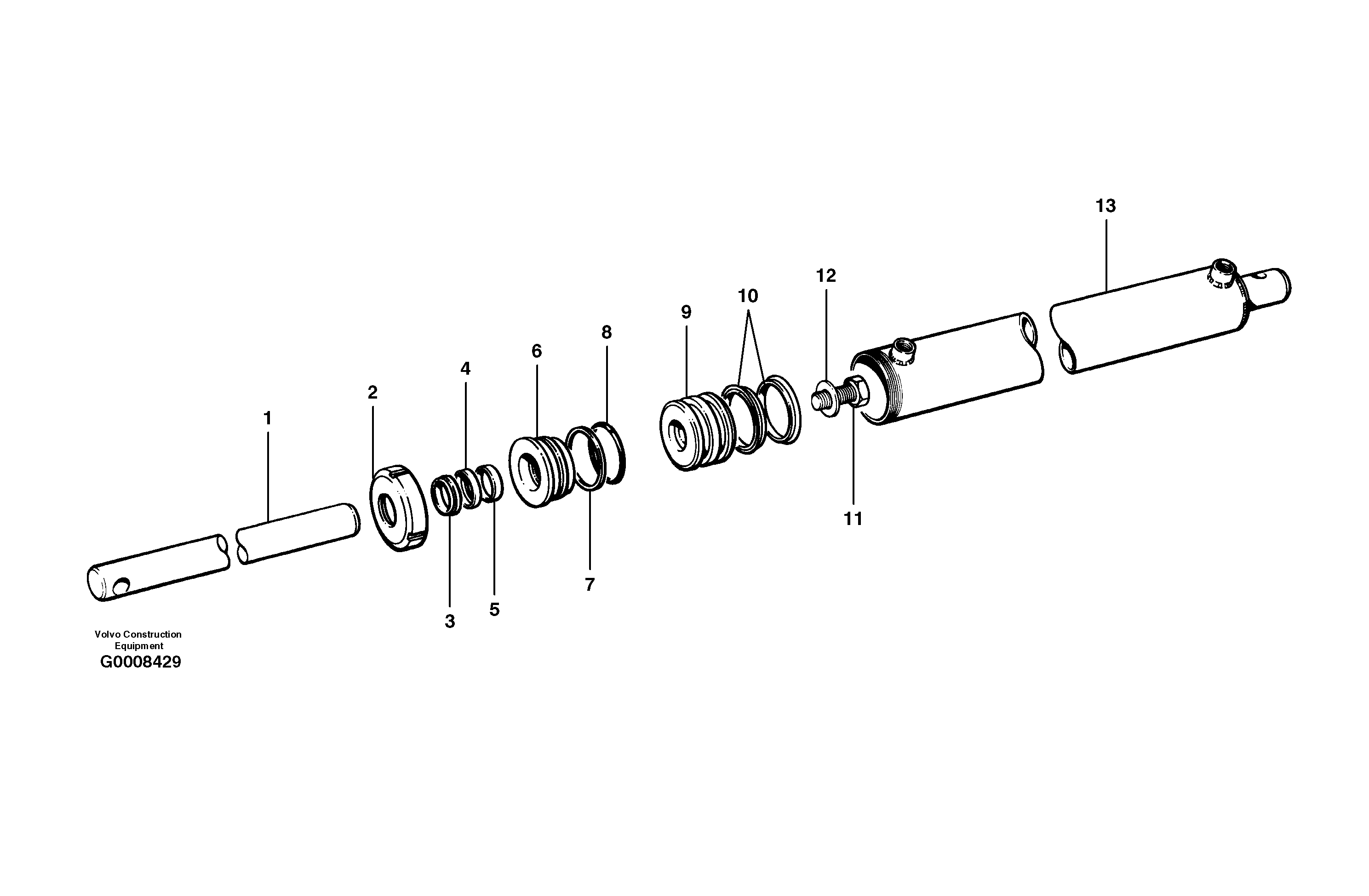 Схема запчастей Volvo G700B MODELS S/N 35000 - - 29875 Slide shift cylinder 