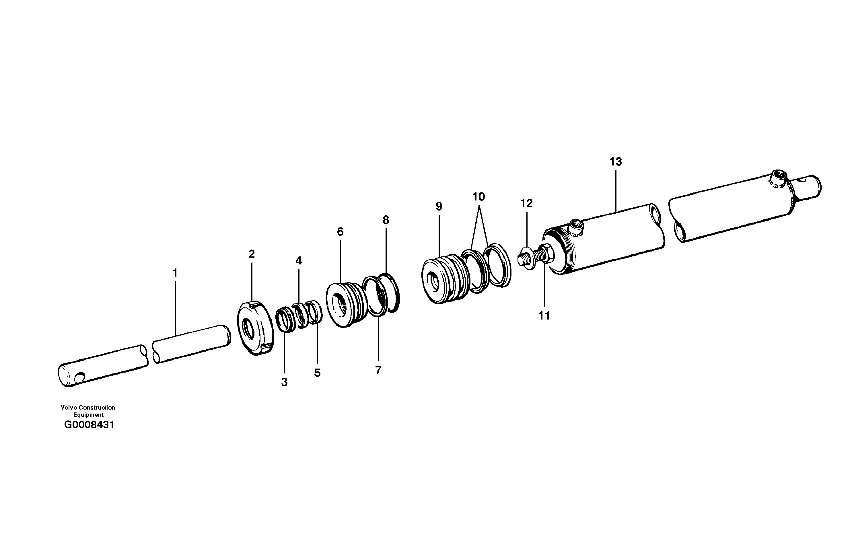 Схема запчастей Volvo G700B MODELS S/N 35000 - - 29878 Slide shift cylinder 