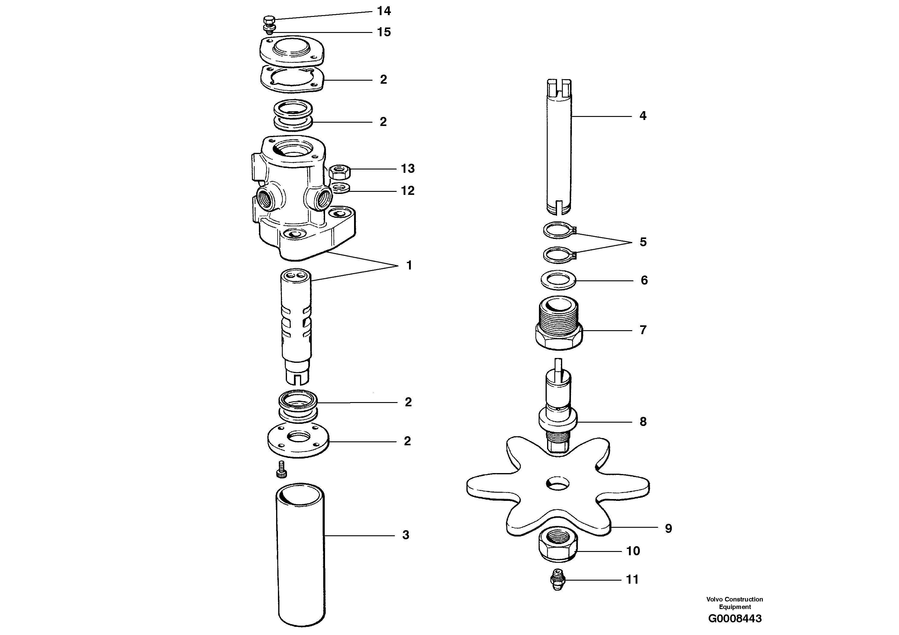 Схема запчастей Volvo G700B MODELS S/N 35000 - - 101550 Circle turn valve 