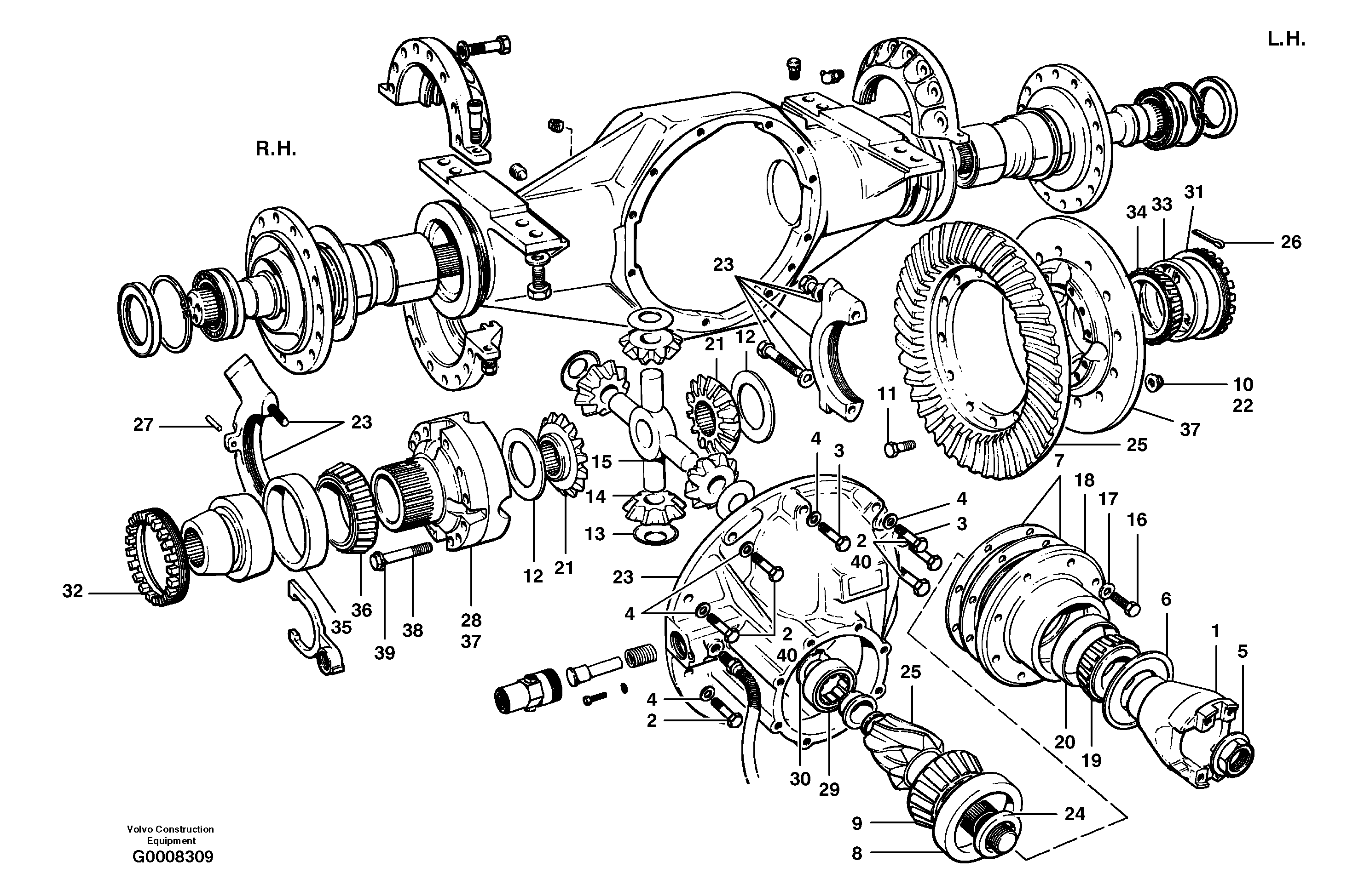 Схема запчастей Volvo G700B MODELS S/N 35000 - - 14855 Final drive - differential carrier assembly 