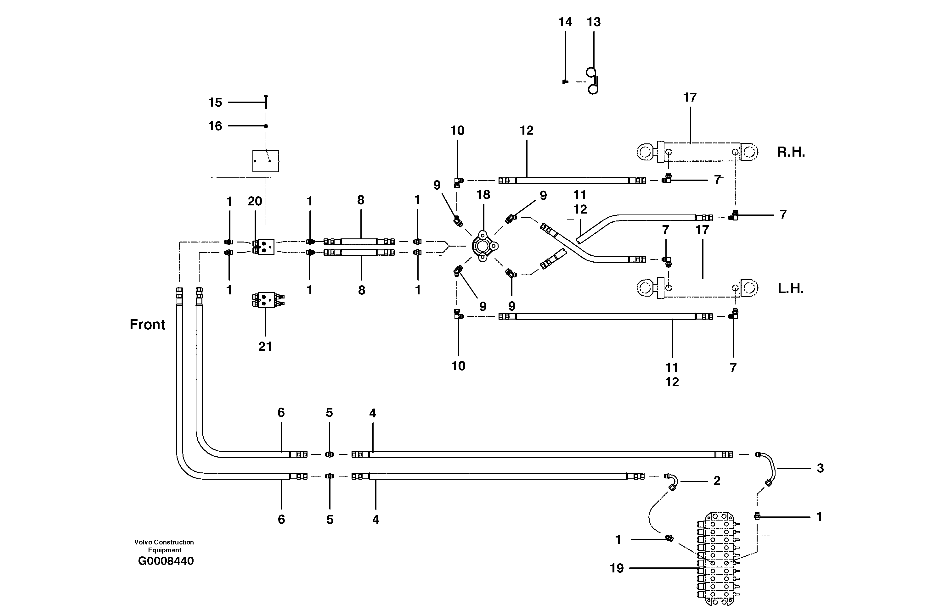 Схема запчастей Volvo G700B MODELS S/N 35000 - - 18424 Circle turn circuit 