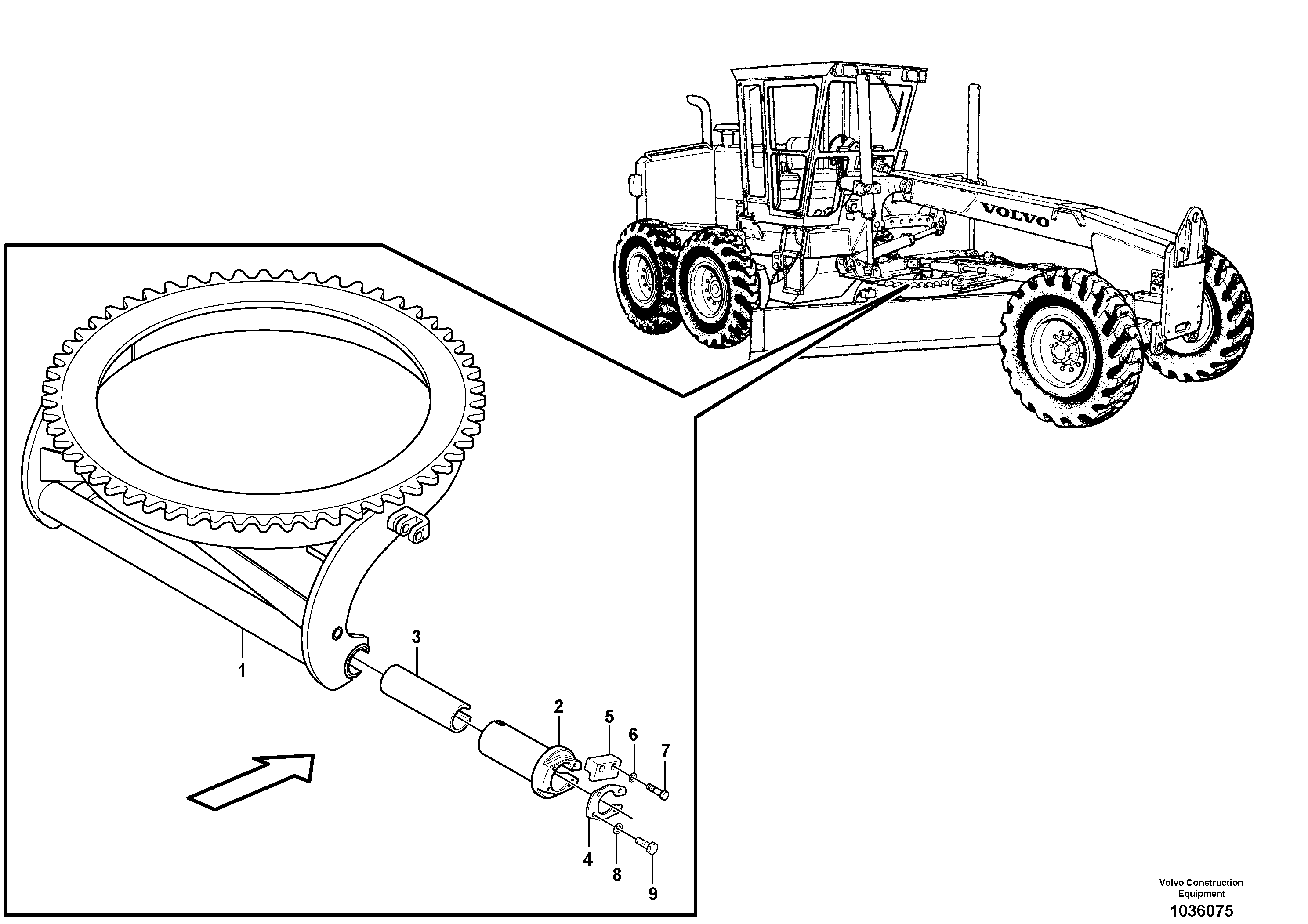 Схема запчастей Volvo G700B MODELS S/N 35000 - - 54296 Circle turn - front 