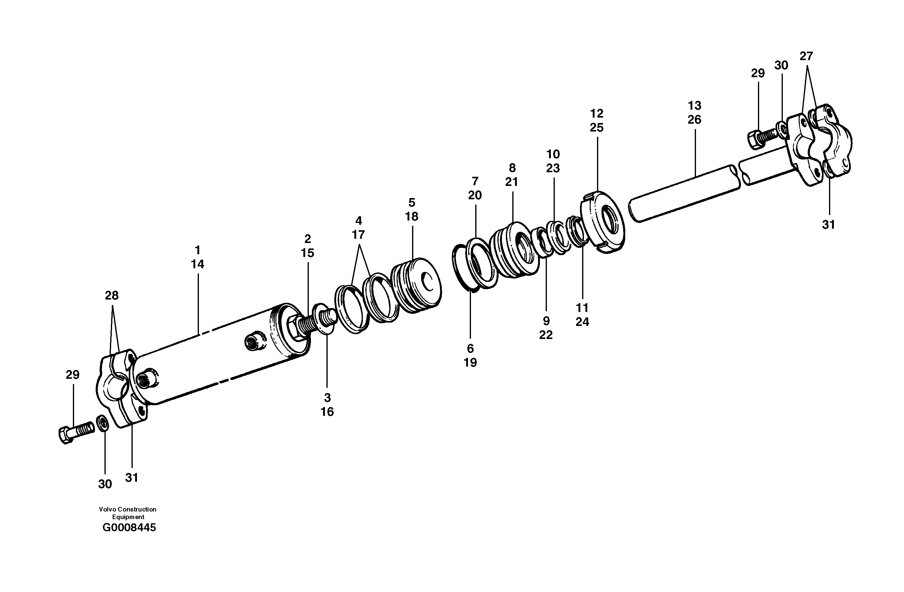 Схема запчастей Volvo G700B MODELS S/N 35000 - - 17171 Circle shift cylinders 