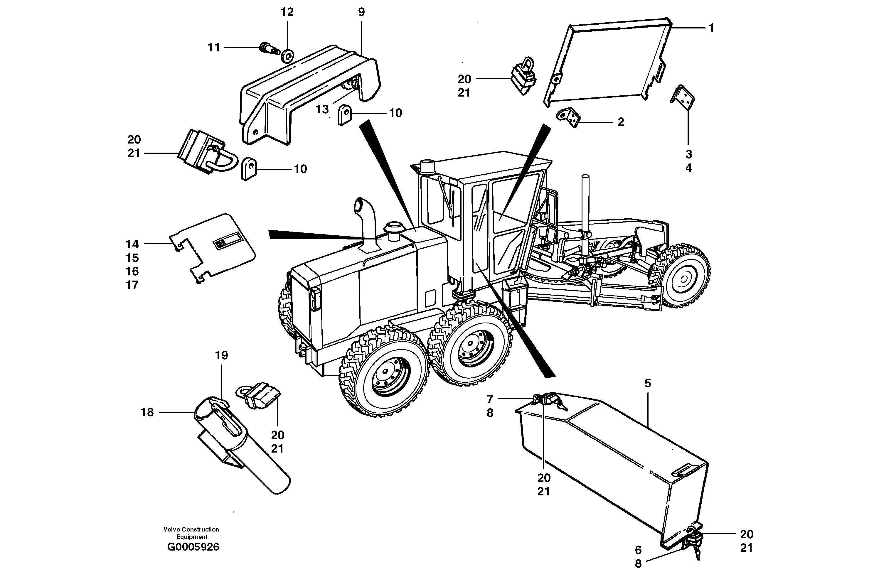 Схема запчастей Volvo G700B MODELS S/N 35000 - - 16961 Anti-vandalism equipment 