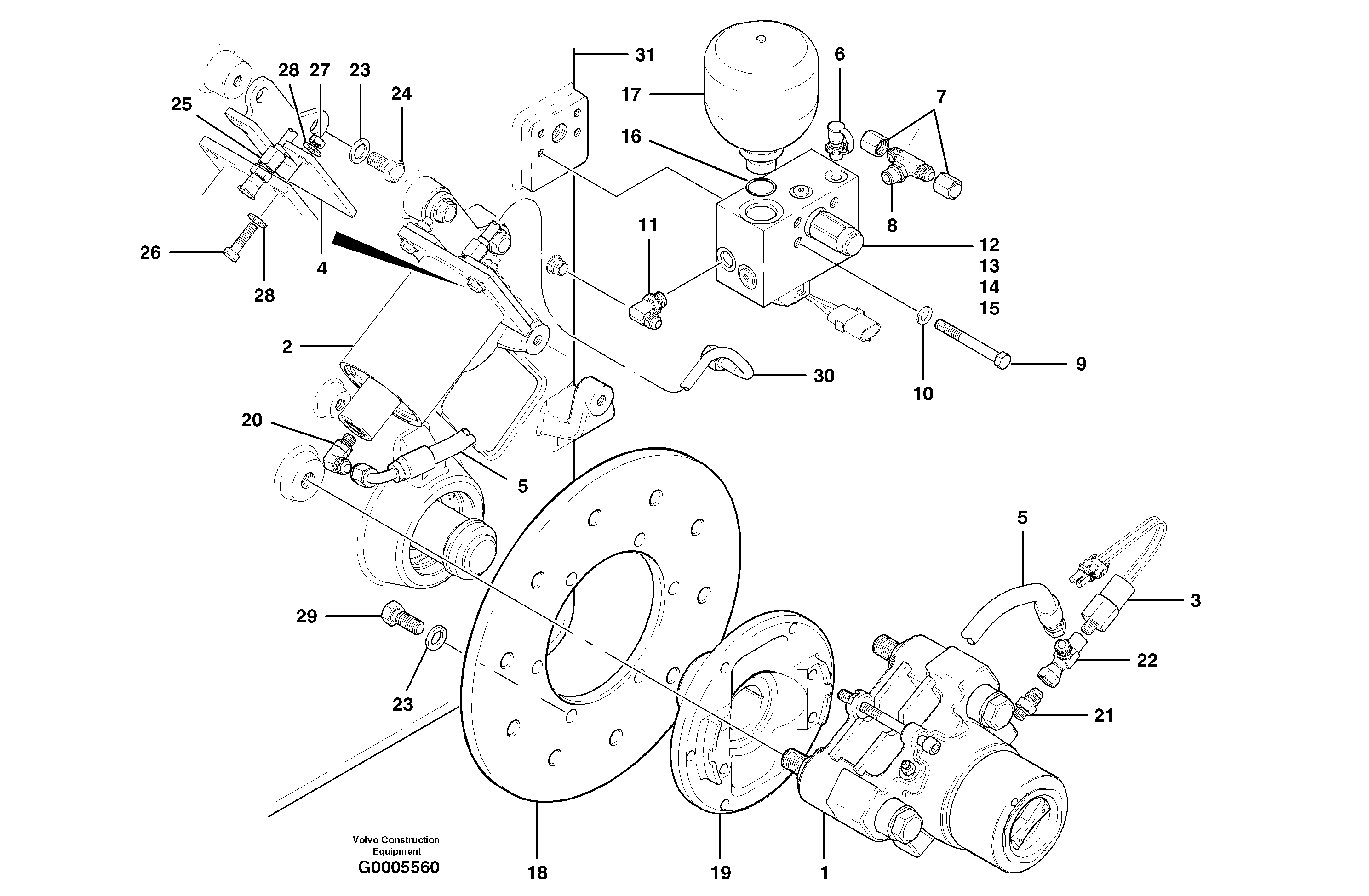 Схема запчастей Volvo G700B MODELS S/N 35000 - - 38180 Parking brake 