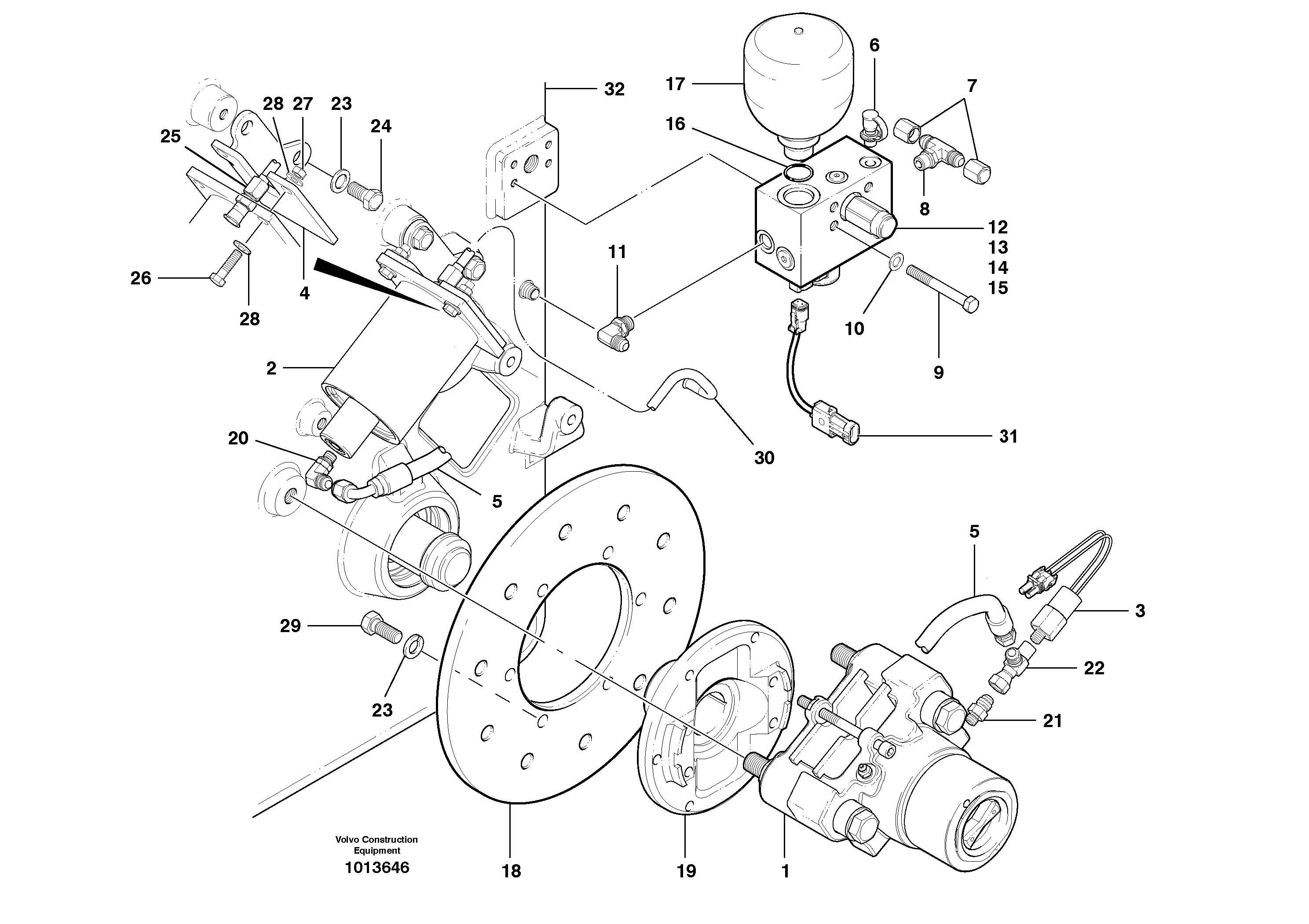 Схема запчастей Volvo G700B MODELS S/N 35000 - - 38187 Parking brake 