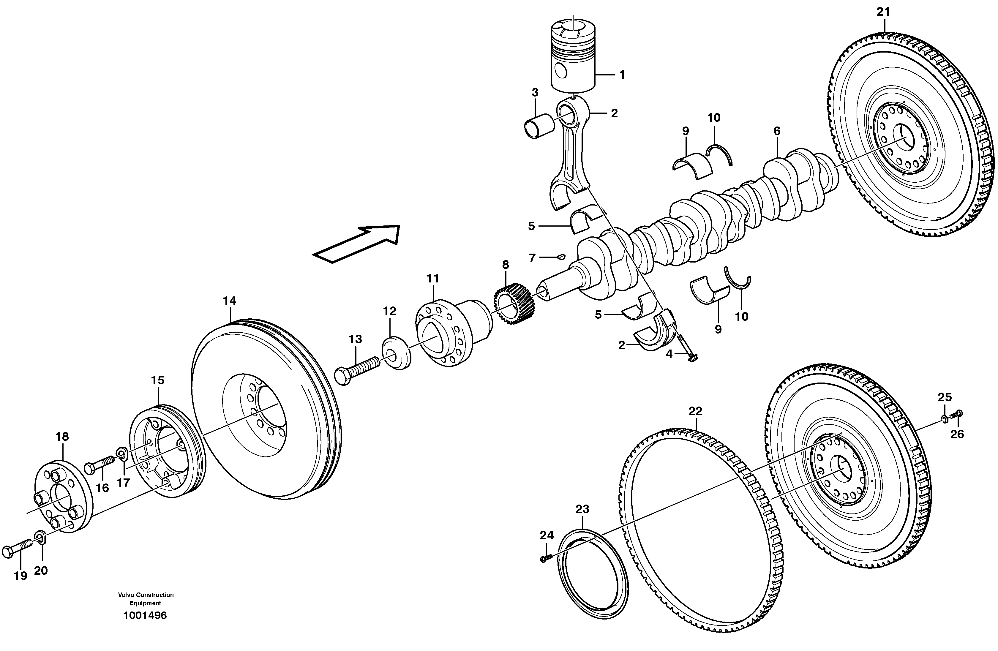 Схема запчастей Volvo G700B MODELS S/N 35000 - - 71316 Crankshaft and related parts 