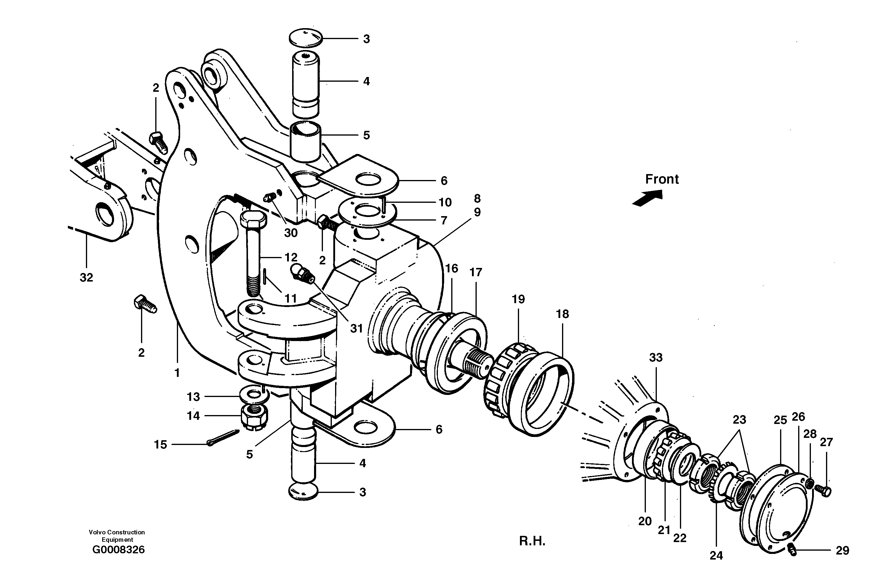 Схема запчастей Volvo G700B MODELS S/N 35000 - - 47421 Hub and knuckle 