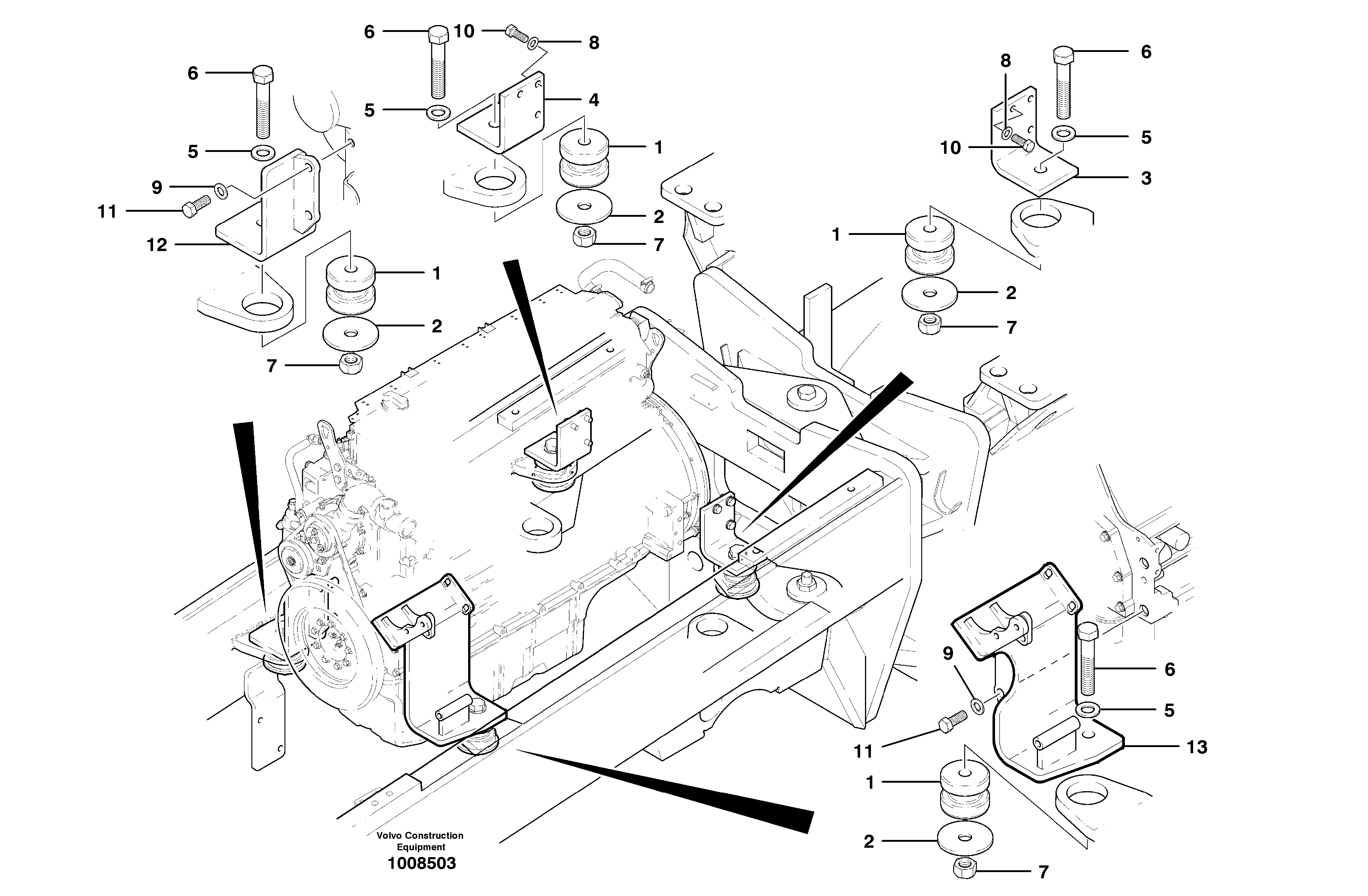 Схема запчастей Volvo G700B MODELS S/N 35000 - - 14818 Engine mounts 