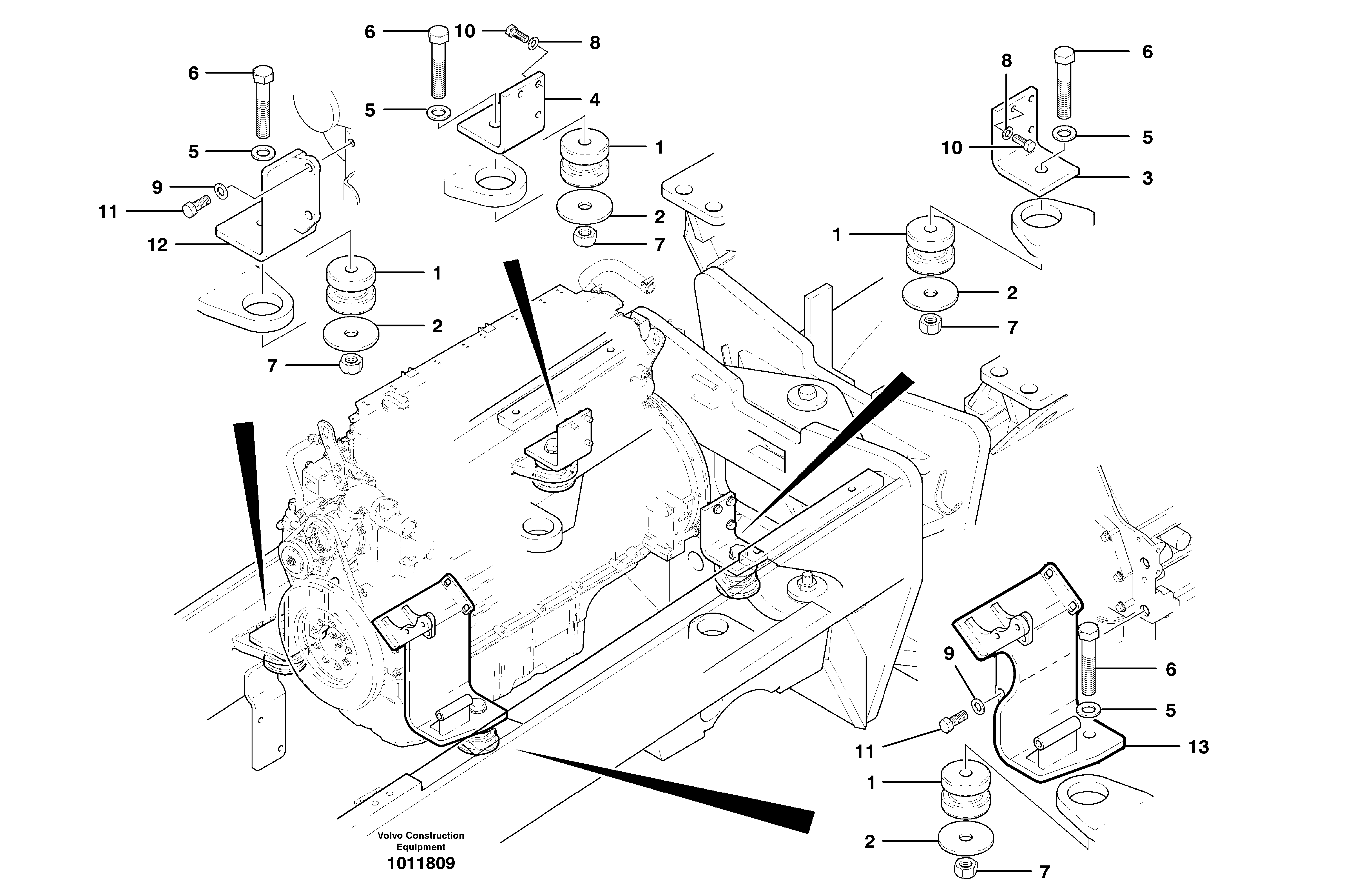 Схема запчастей Volvo G700B MODELS S/N 35000 - - 14822 Engine mounts 