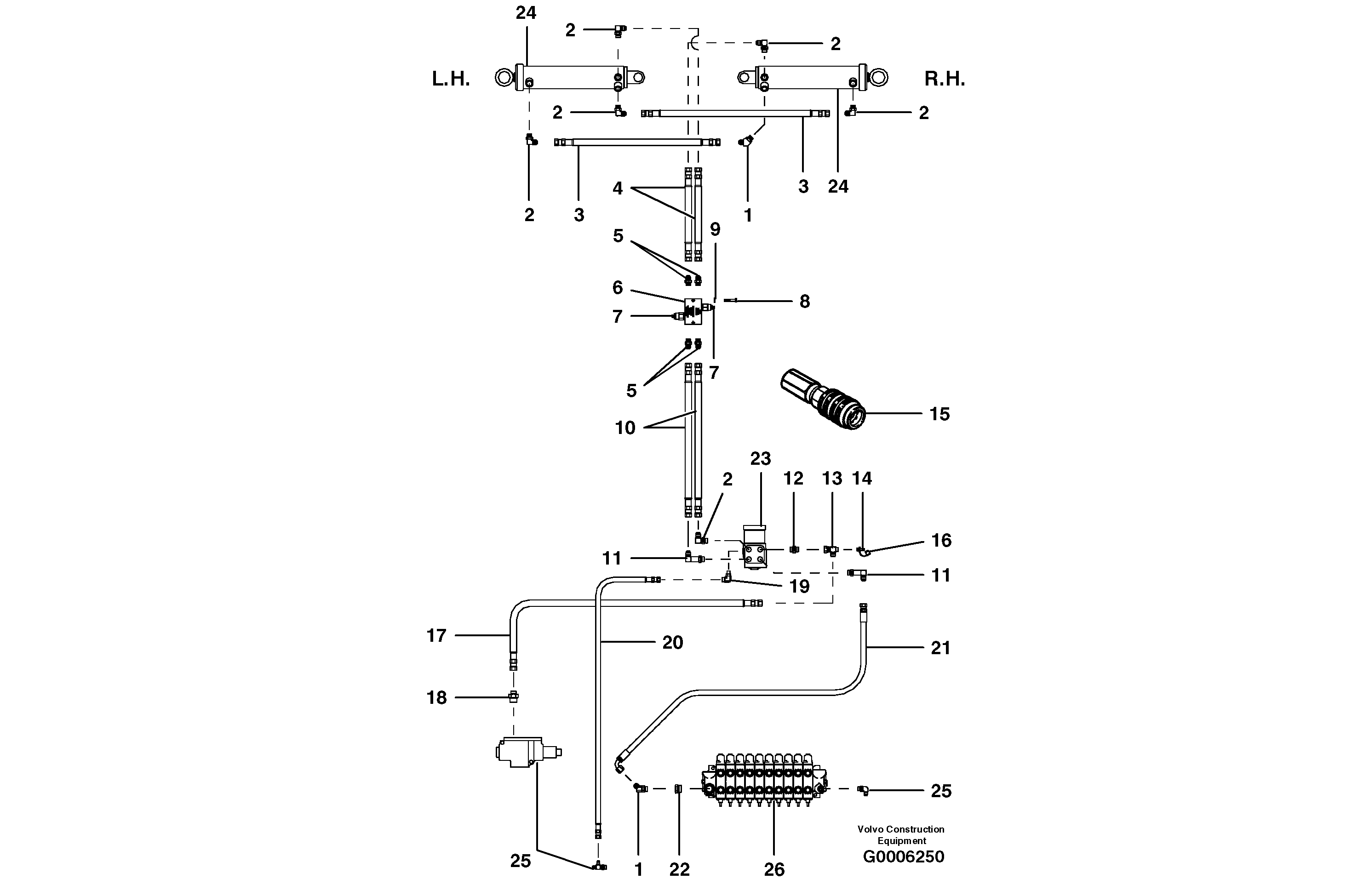 Схема запчастей Volvo G700B MODELS S/N 35000 - - 42001 Steering circuit - standard 