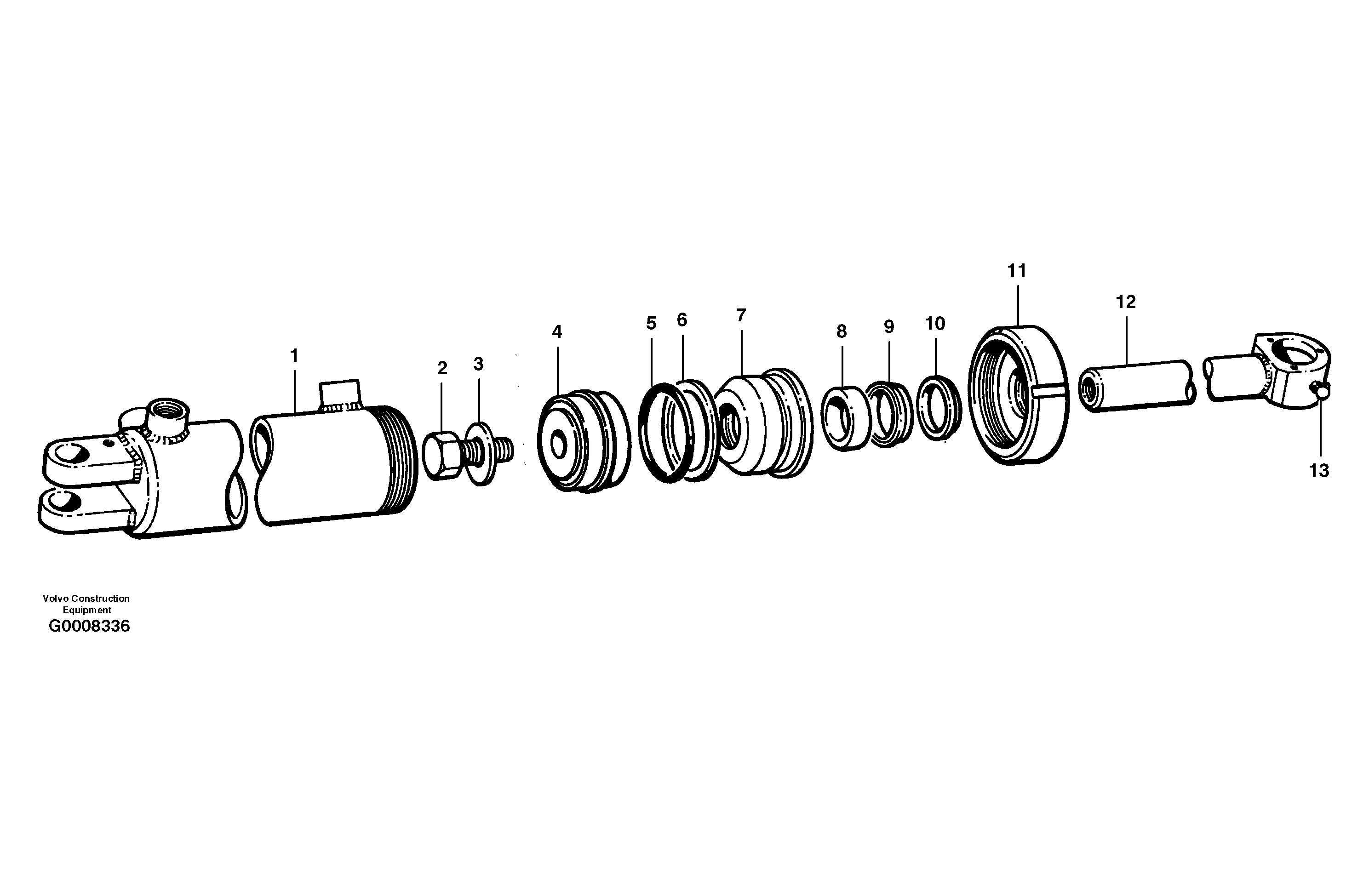 Схема запчастей Volvo G700B MODELS S/N 35000 - - 8888 Steering cylinders 