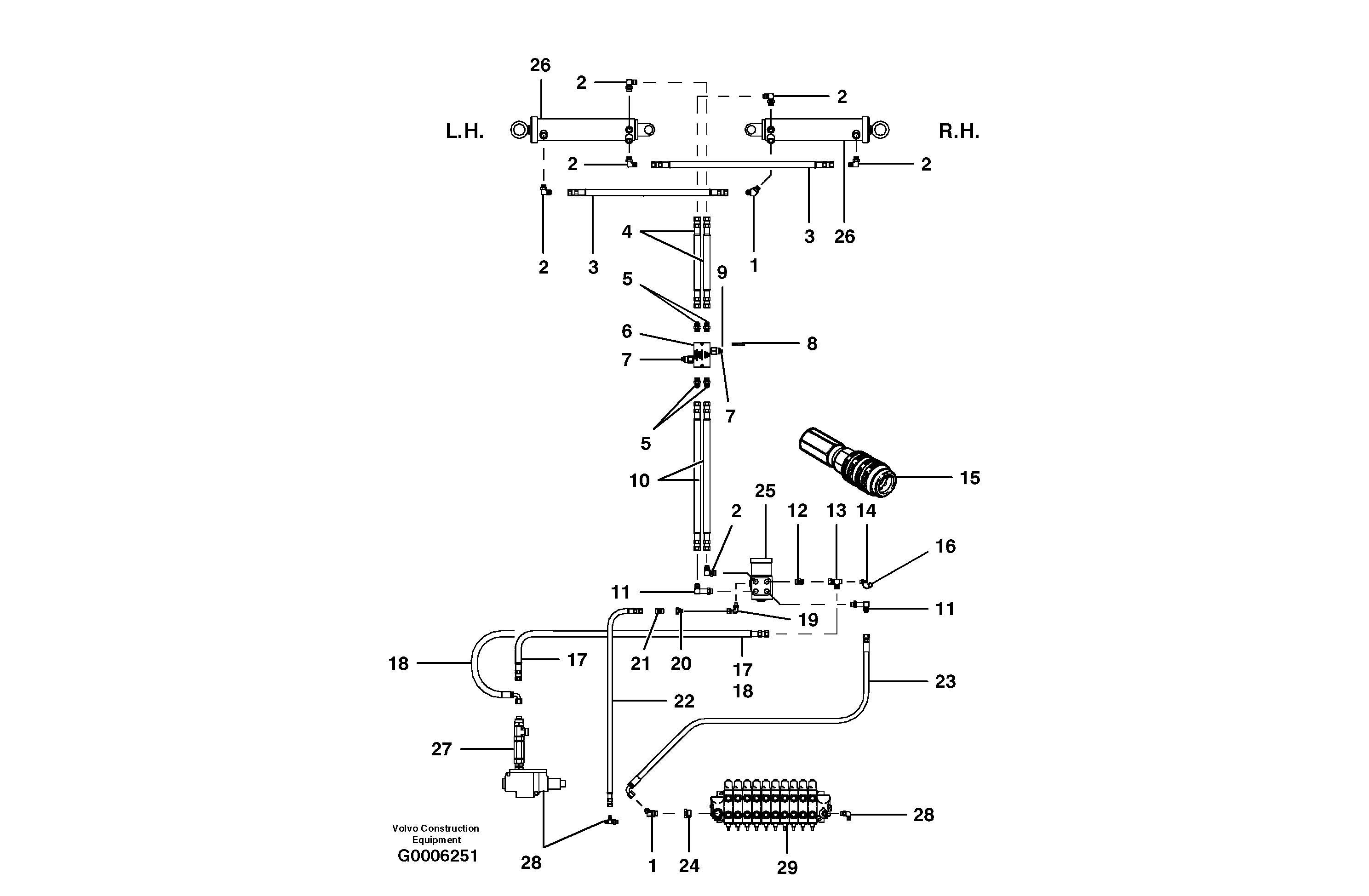 Схема запчастей Volvo G700B MODELS S/N 35000 - - 18387 Supplemental steering circuit - main - standard 