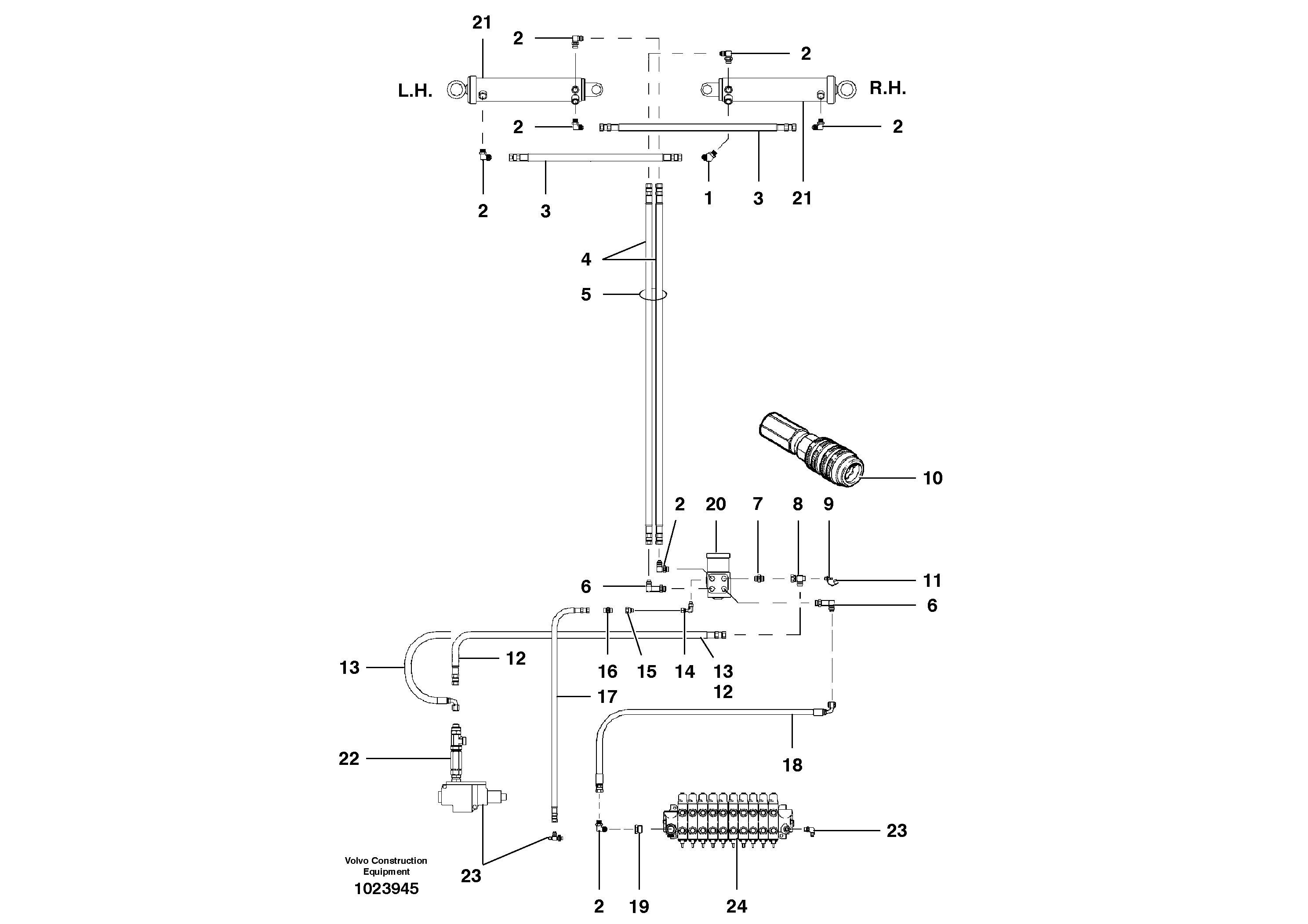 Схема запчастей Volvo G700B MODELS S/N 35000 - - 18388 Supplemental steering circuit - main - standard 