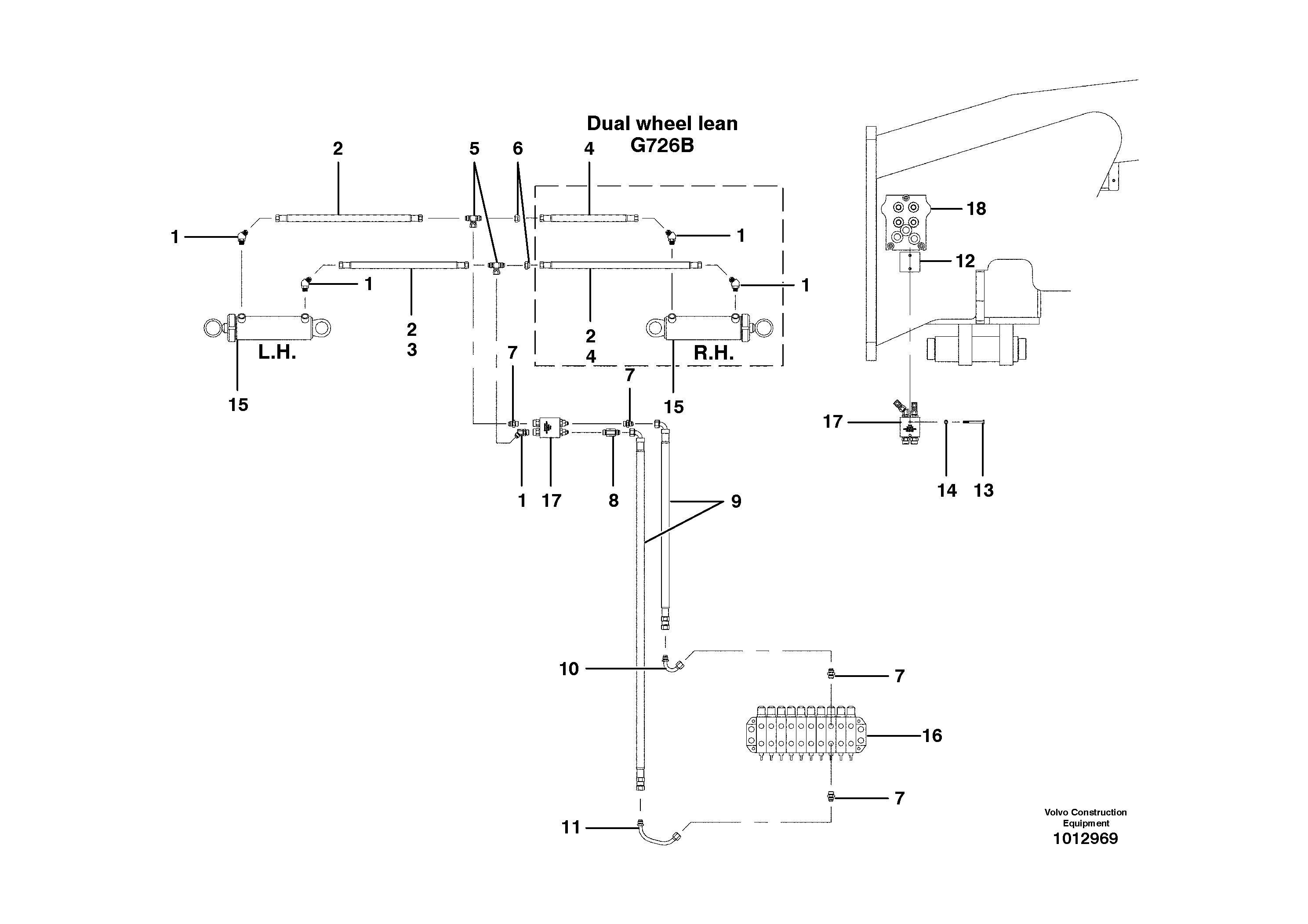 Схема запчастей Volvo G700B MODELS S/N 35000 - - 18395 Wheel lean circuit 