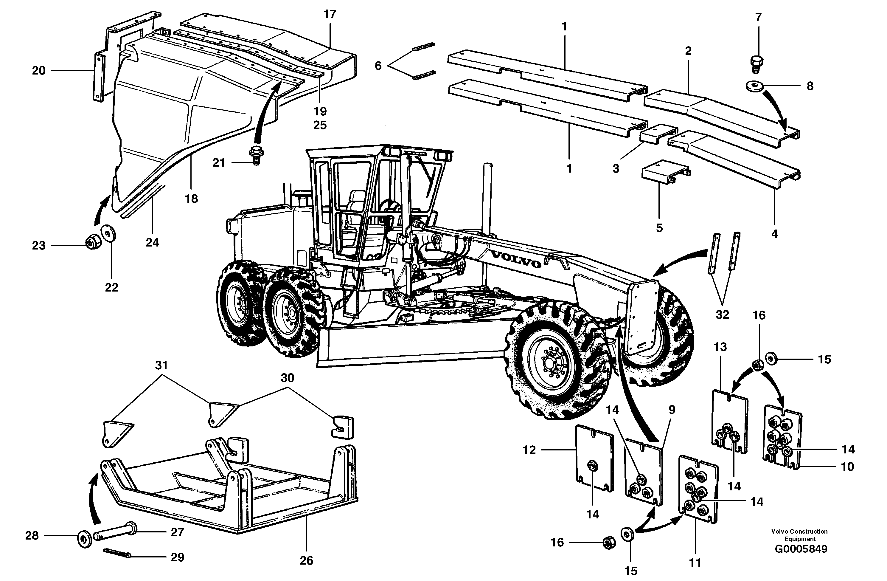 Схема запчастей Volvo G700B MODELS S/N 35000 - - 18402 Covers 