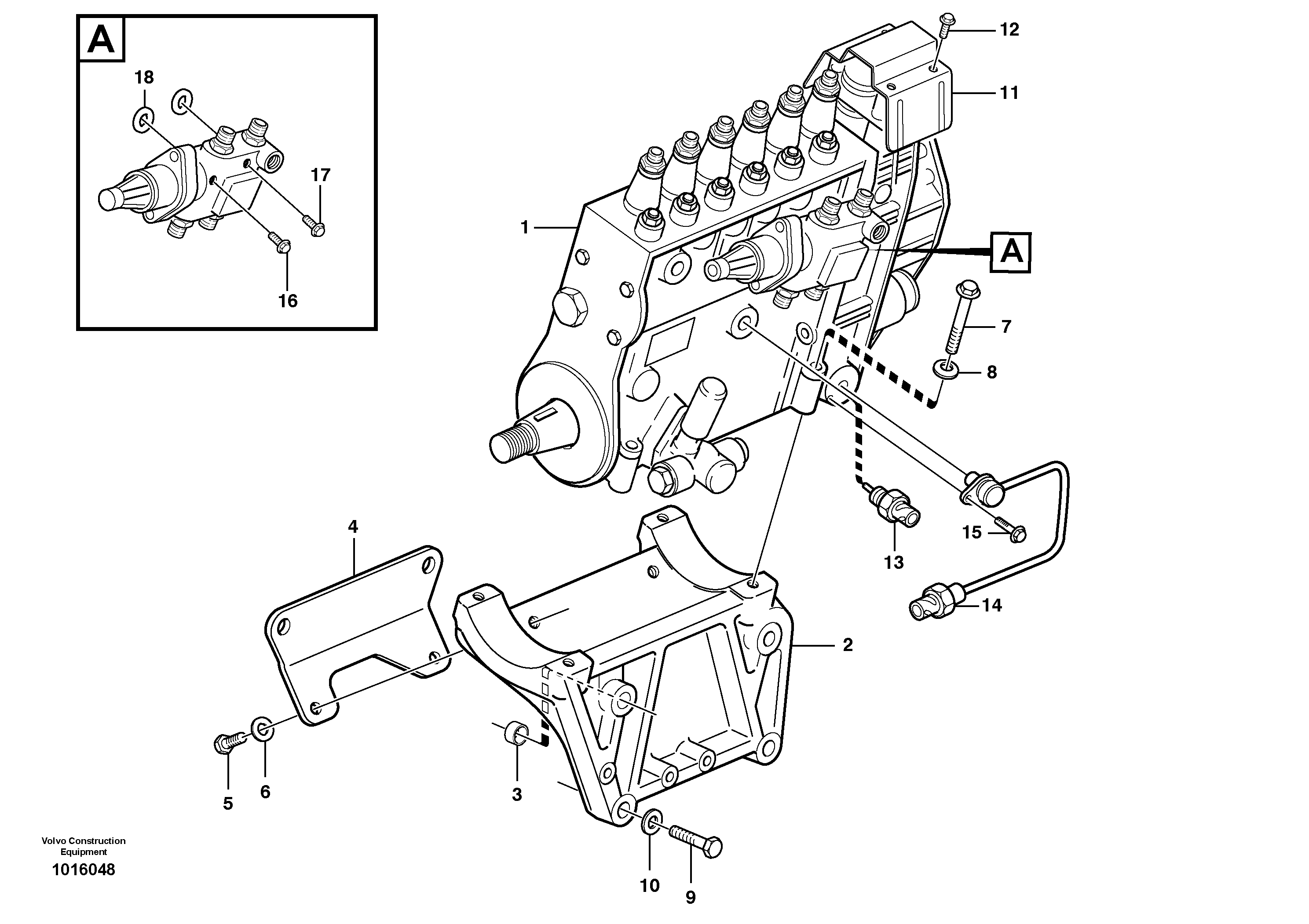 Схема запчастей Volvo G700B MODELS S/N 35000 - - 34195 Fuel injection pump with fitting parts 