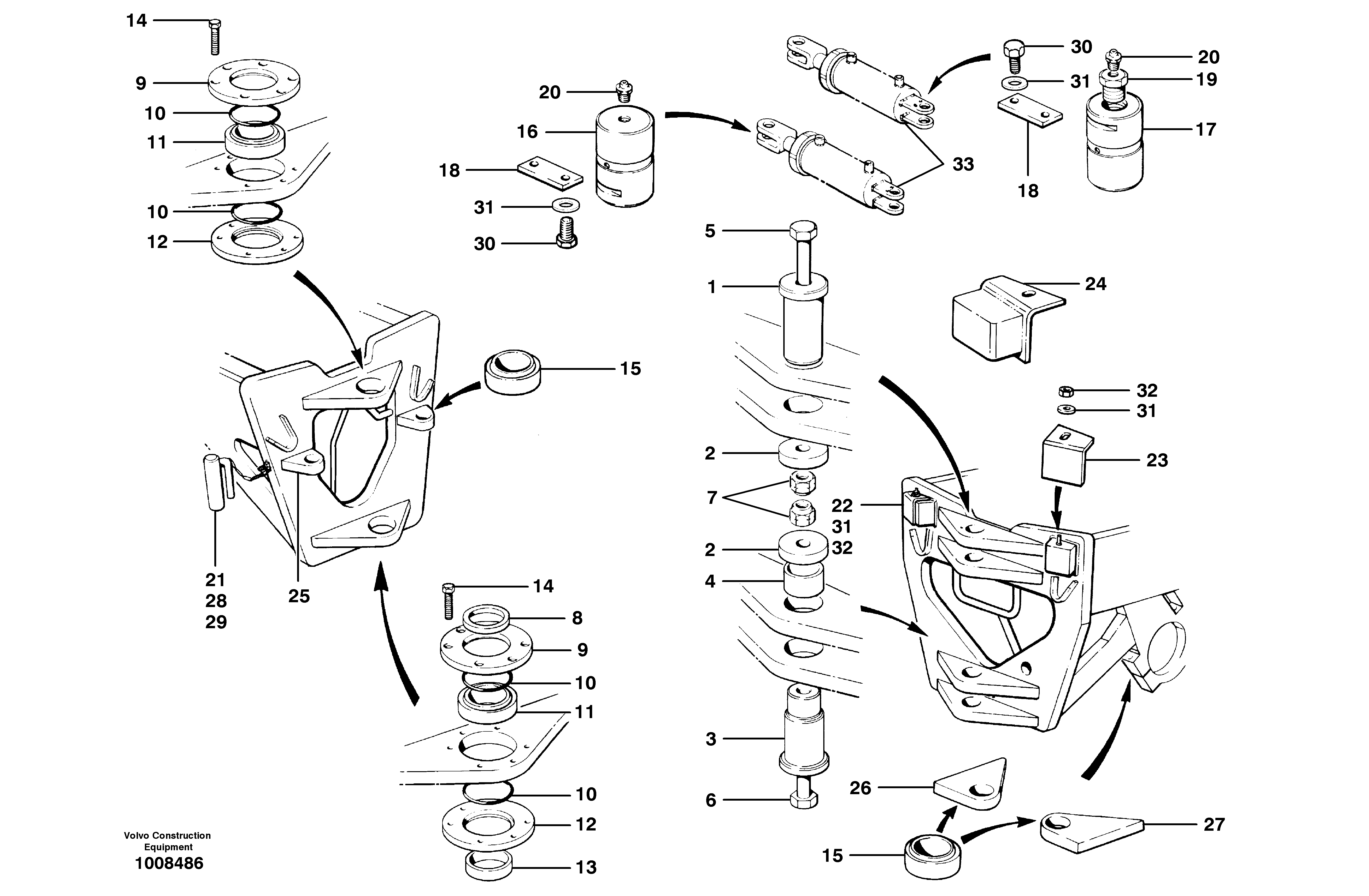 Схема запчастей Volvo G700B MODELS S/N 35000 - - 106048 Articulation hinge 