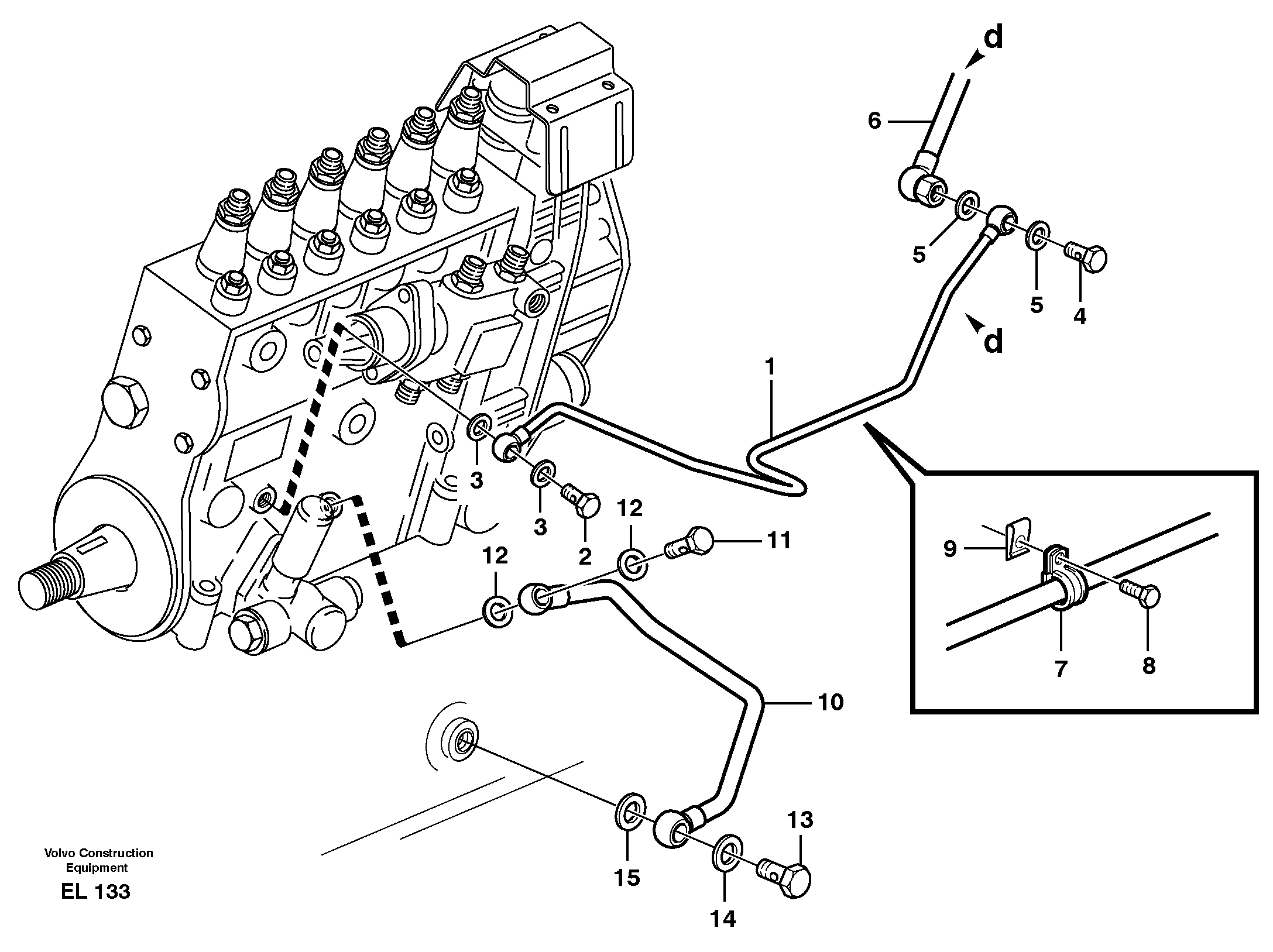 Схема запчастей Volvo G700B MODELS S/N 35000 - - 7223 Fuel system, oil pipe 