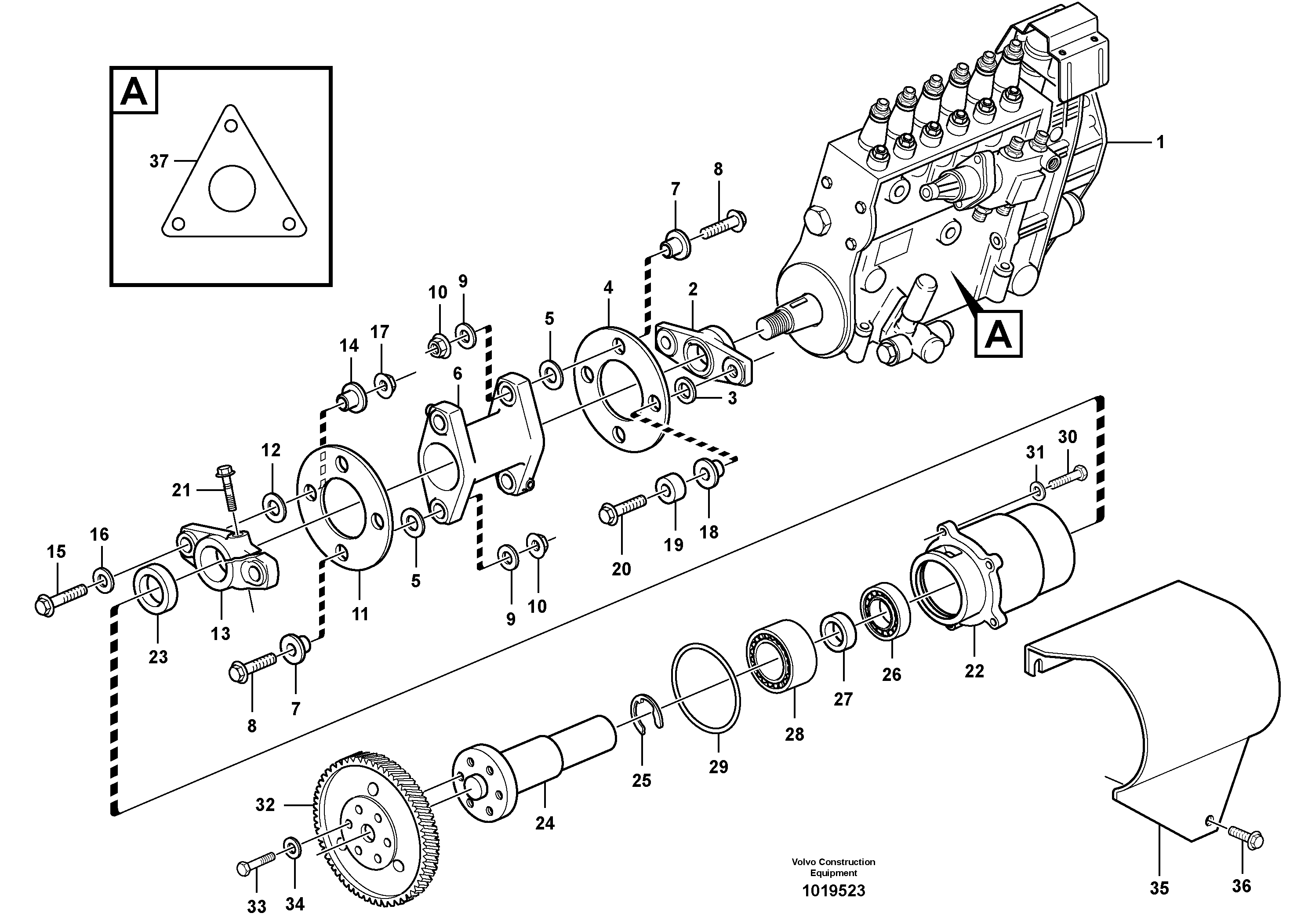 Схема запчастей Volvo G700B MODELS S/N 35000 - - 88033 Pump drive 