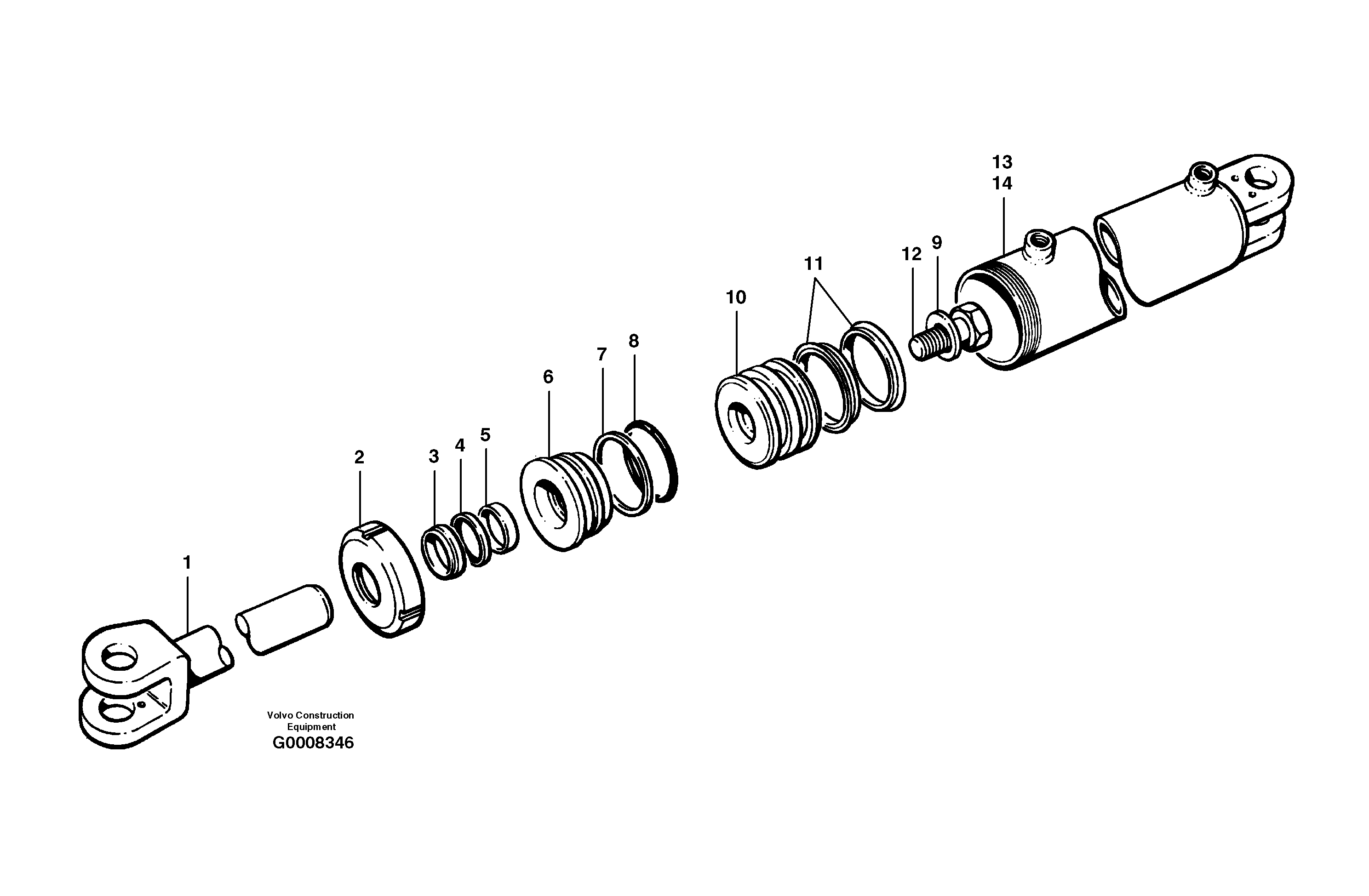 Схема запчастей Volvo G700B MODELS S/N 35000 - - 20335 Articulation cylinders 