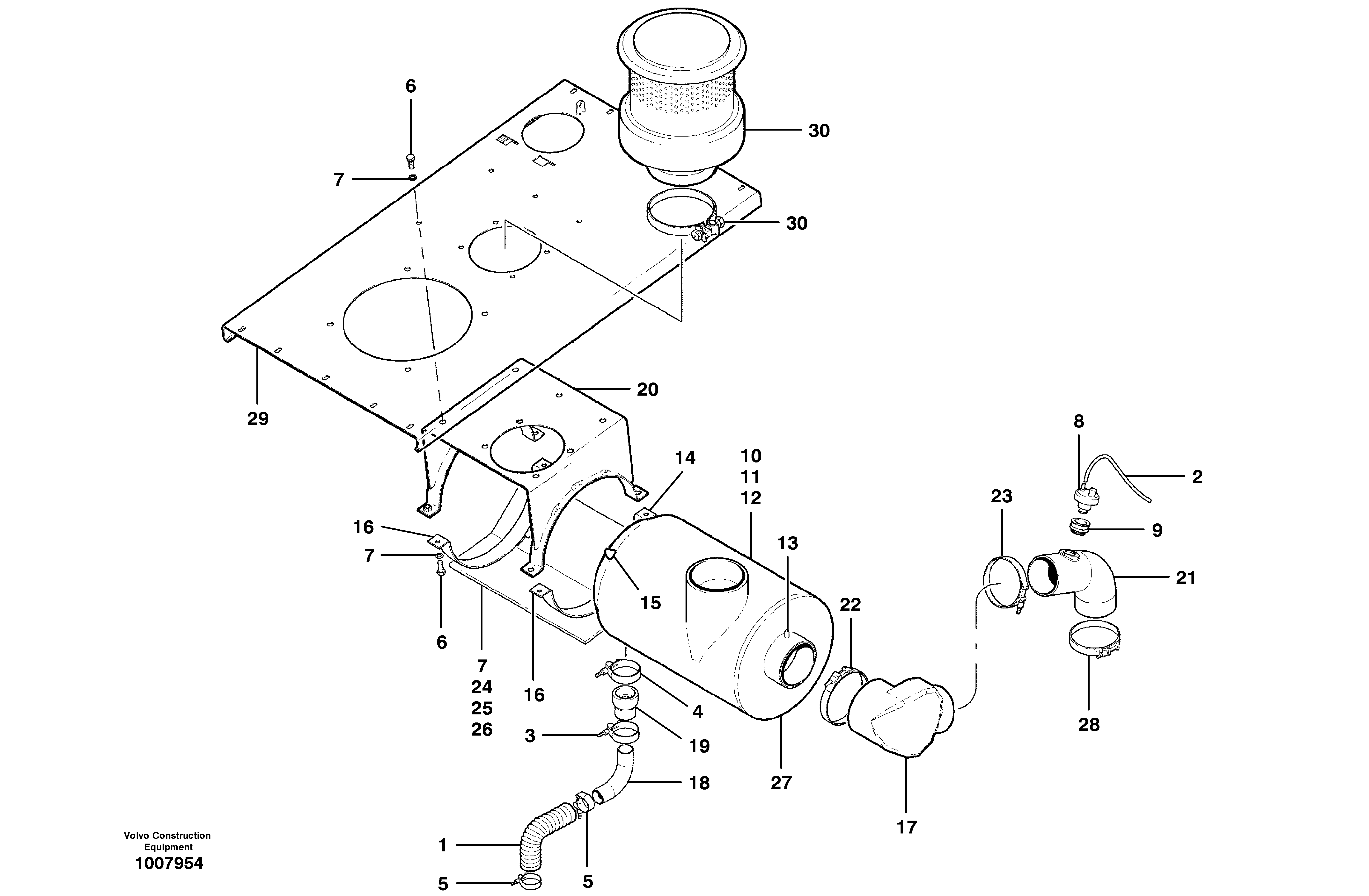 Схема запчастей Volvo G700B MODELS S/N 35000 - - 47126 Air cleaner and inlet assembly 