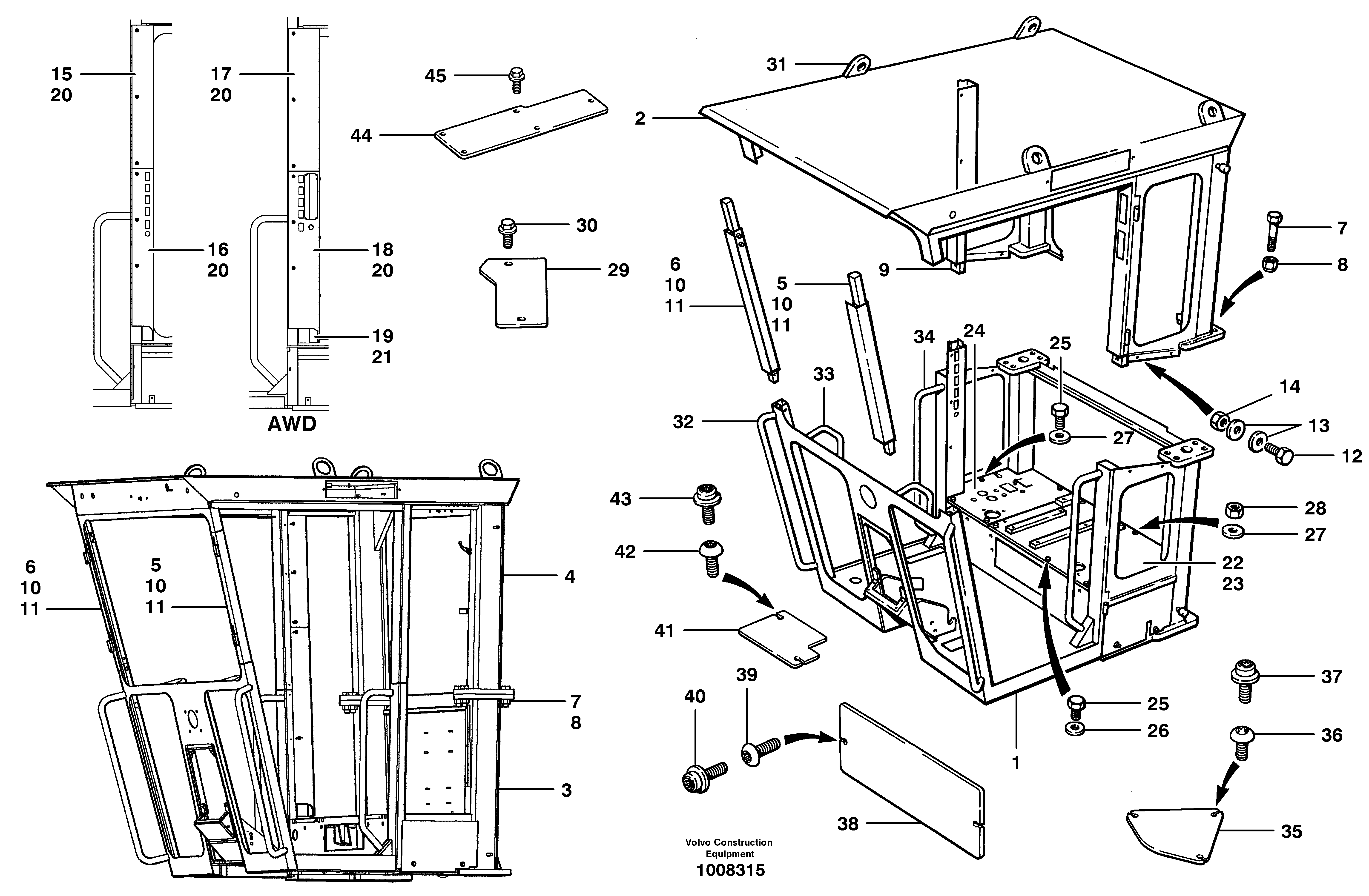 Схема запчастей Volvo G700B MODELS S/N 35000 - - 41588 Cab - Split Rops and Split Canopy 