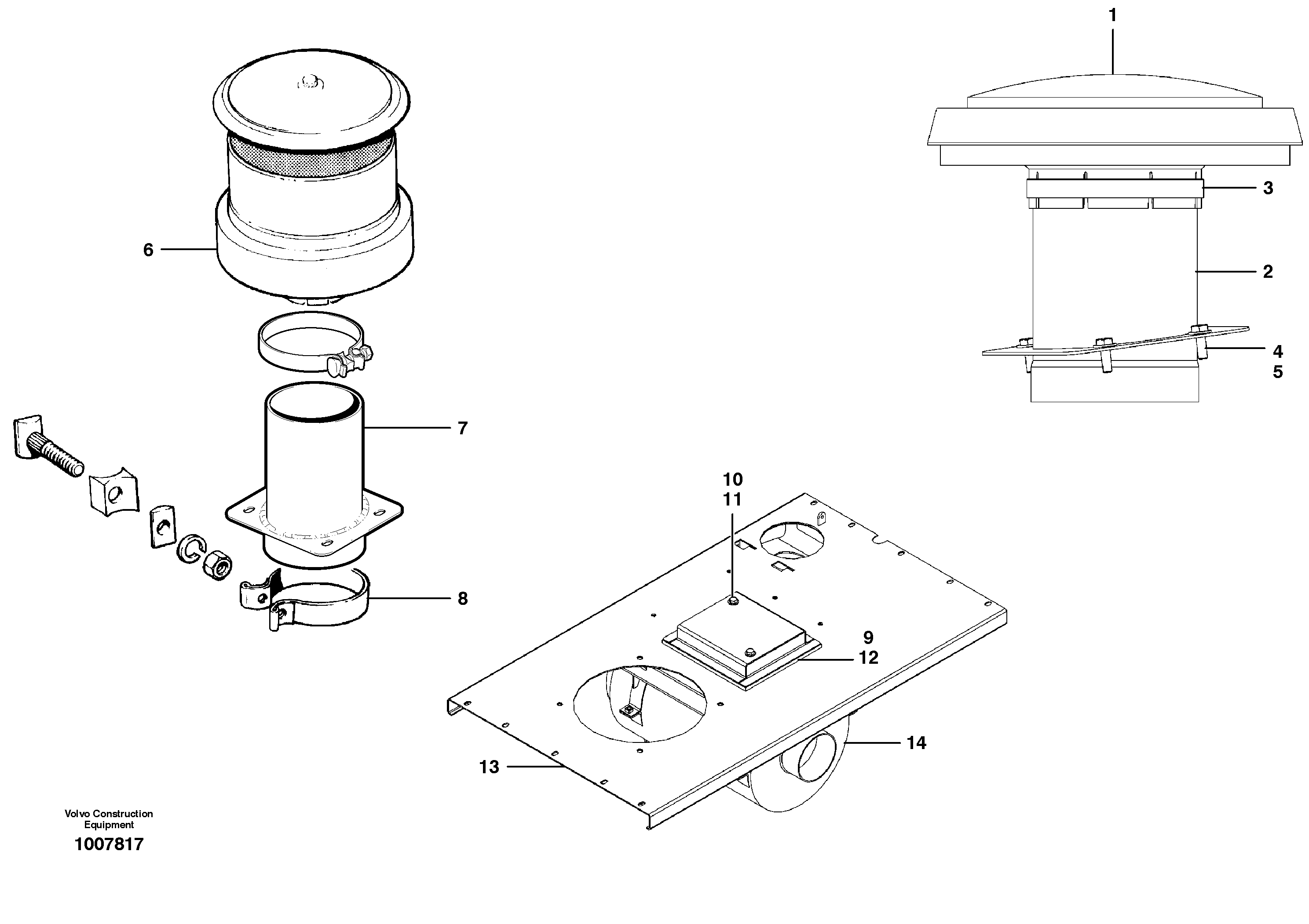 Схема запчастей Volvo G700B MODELS S/N 35000 - - 53287 Air cleaner installation 