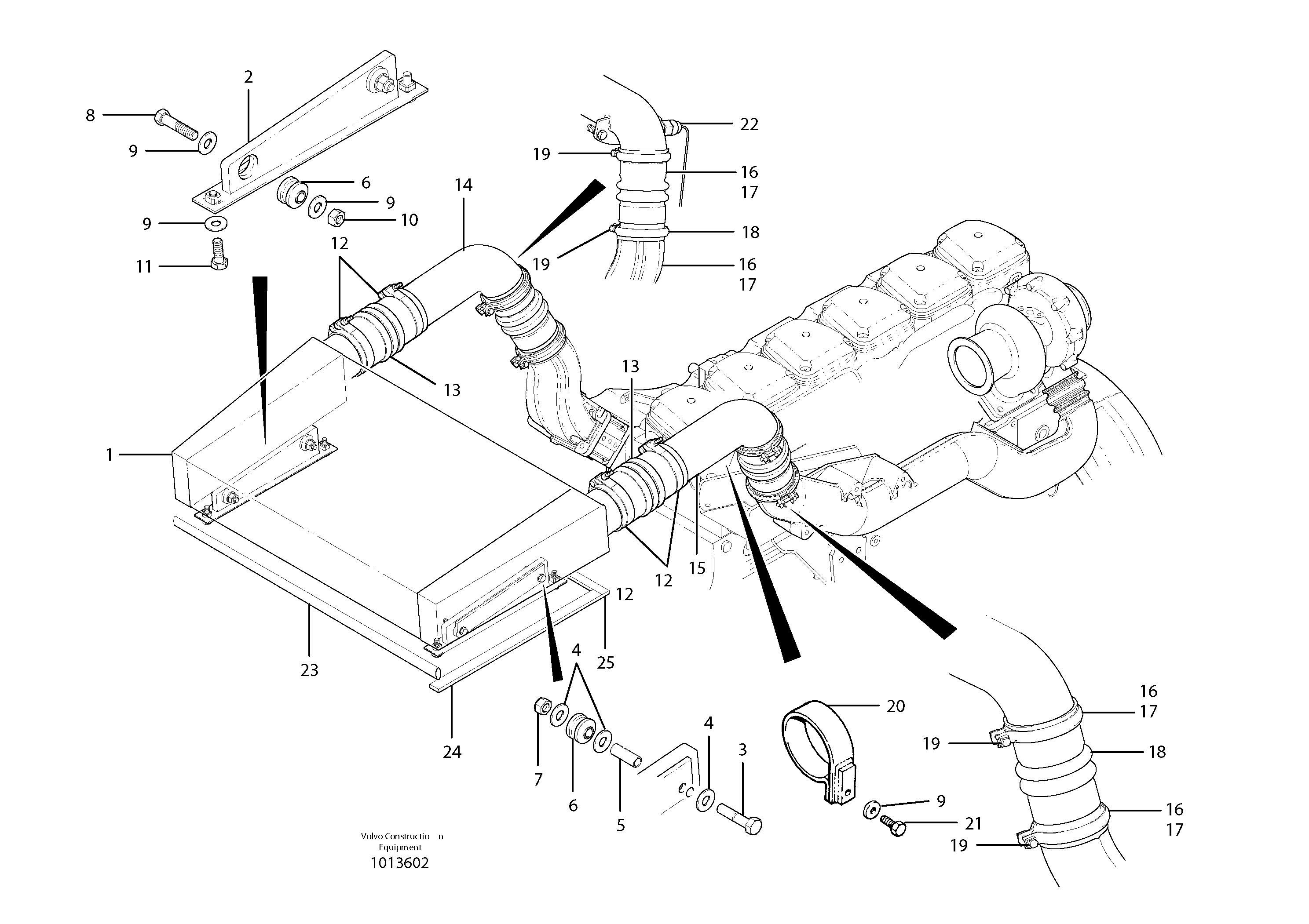 Схема запчастей Volvo G700B MODELS S/N 35000 - - 7229 Intercooler with connectors 