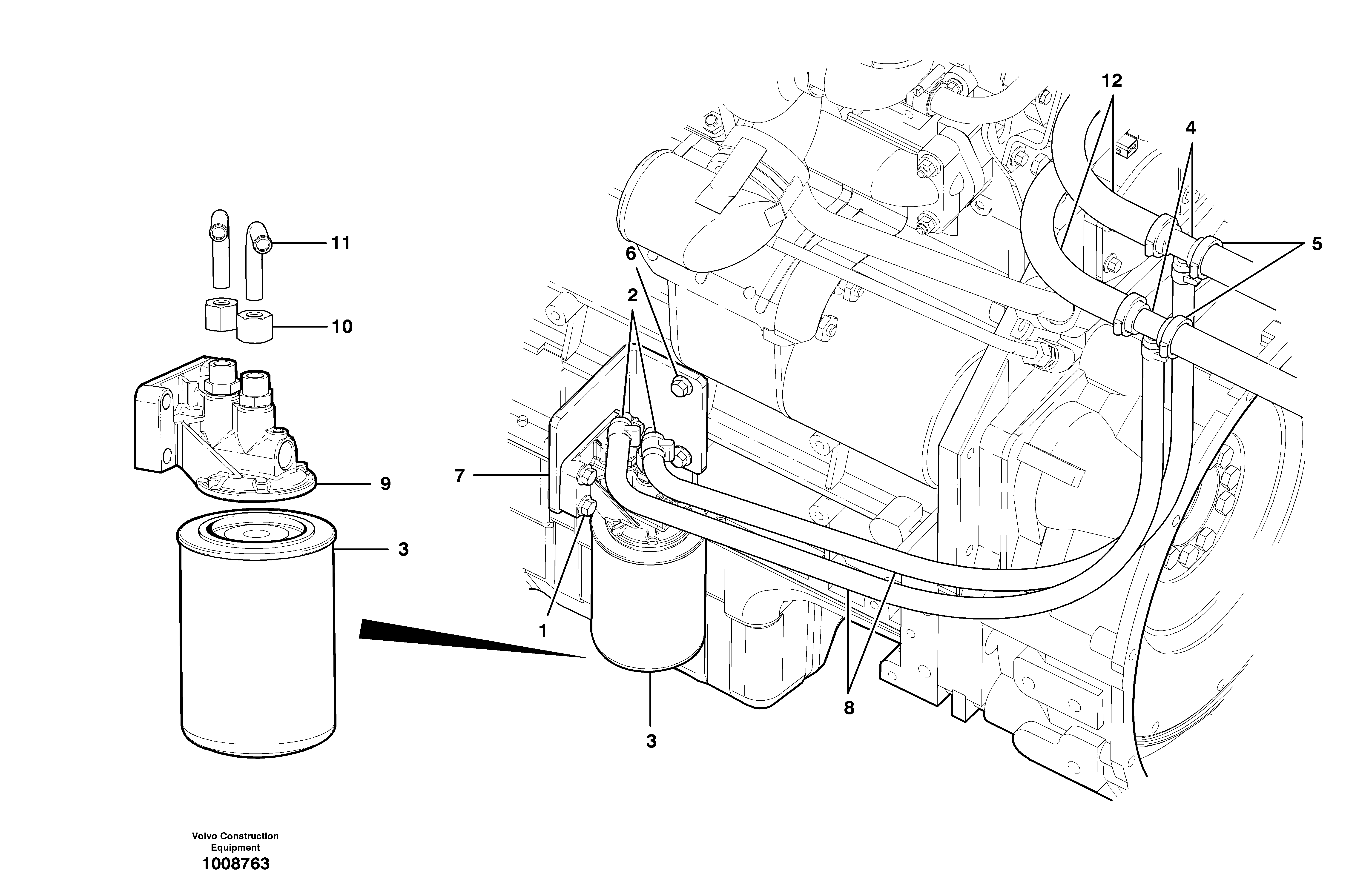 Схема запчастей Volvo G700B MODELS S/N 35000 - - 17789 Coolant filter installation 