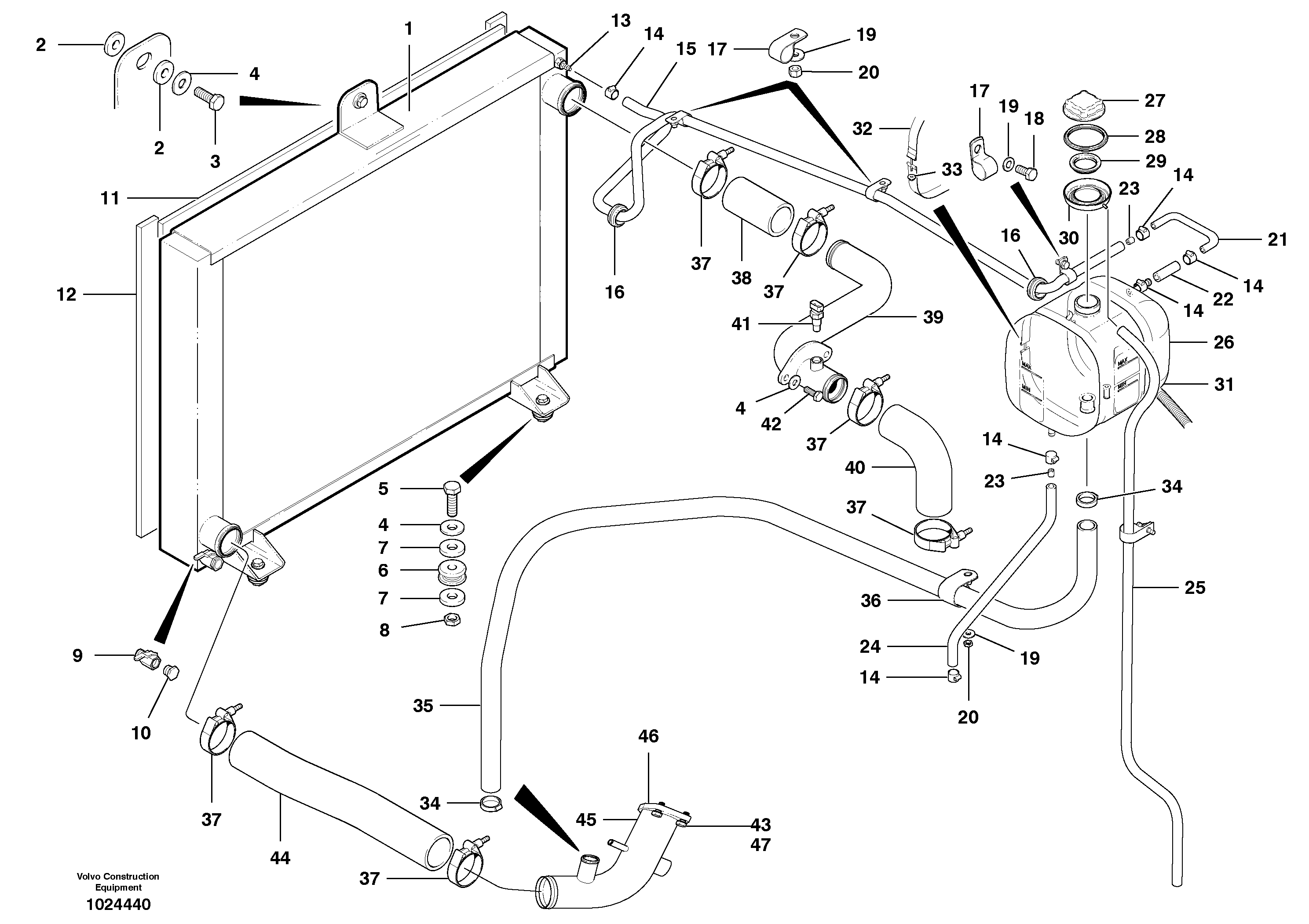 Схема запчастей Volvo G700B MODELS S/N 35000 - - 19418 Radiator installation 